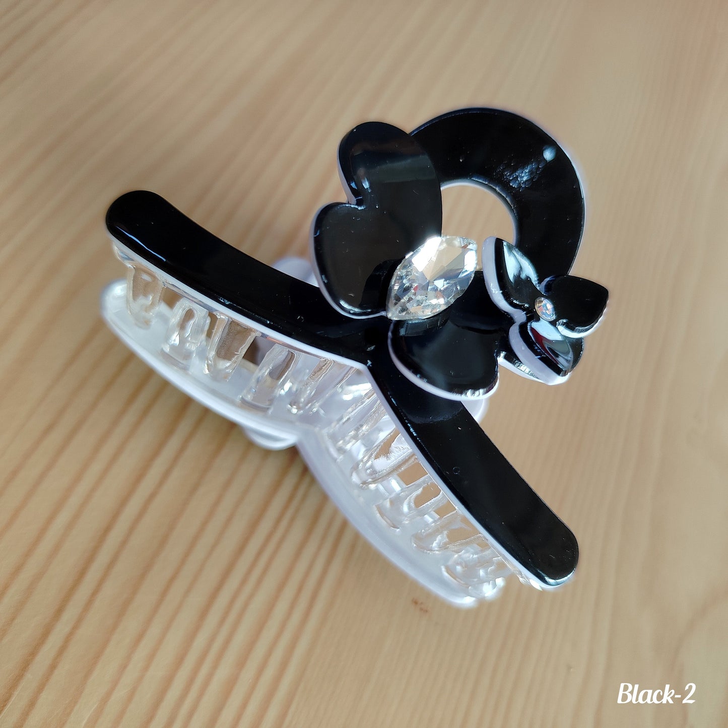 Minimalist Floral Hair Clip with Crystal Accent
