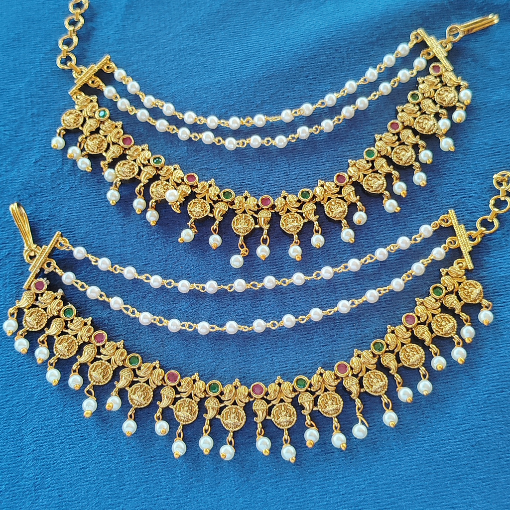 Premium Gold Plated Ear Chain with Pearls