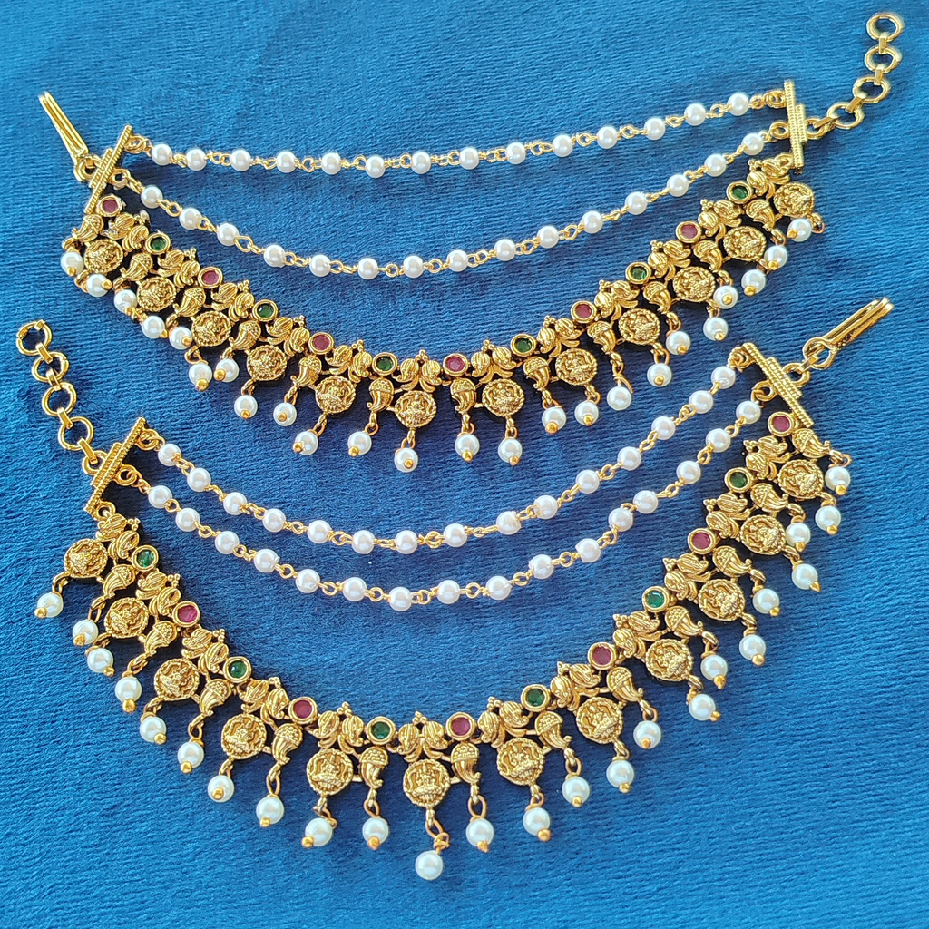 Premium Gold Plated Ear Chain with Pearls