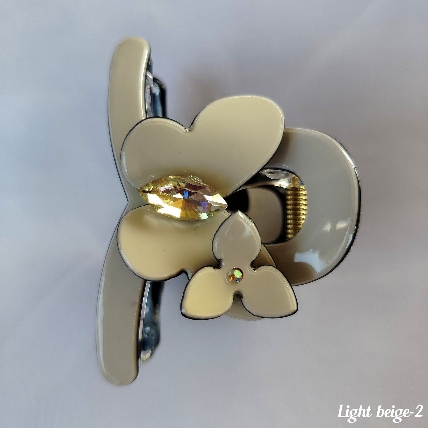 Minimalist Floral Hair Clip with Crystal Accent