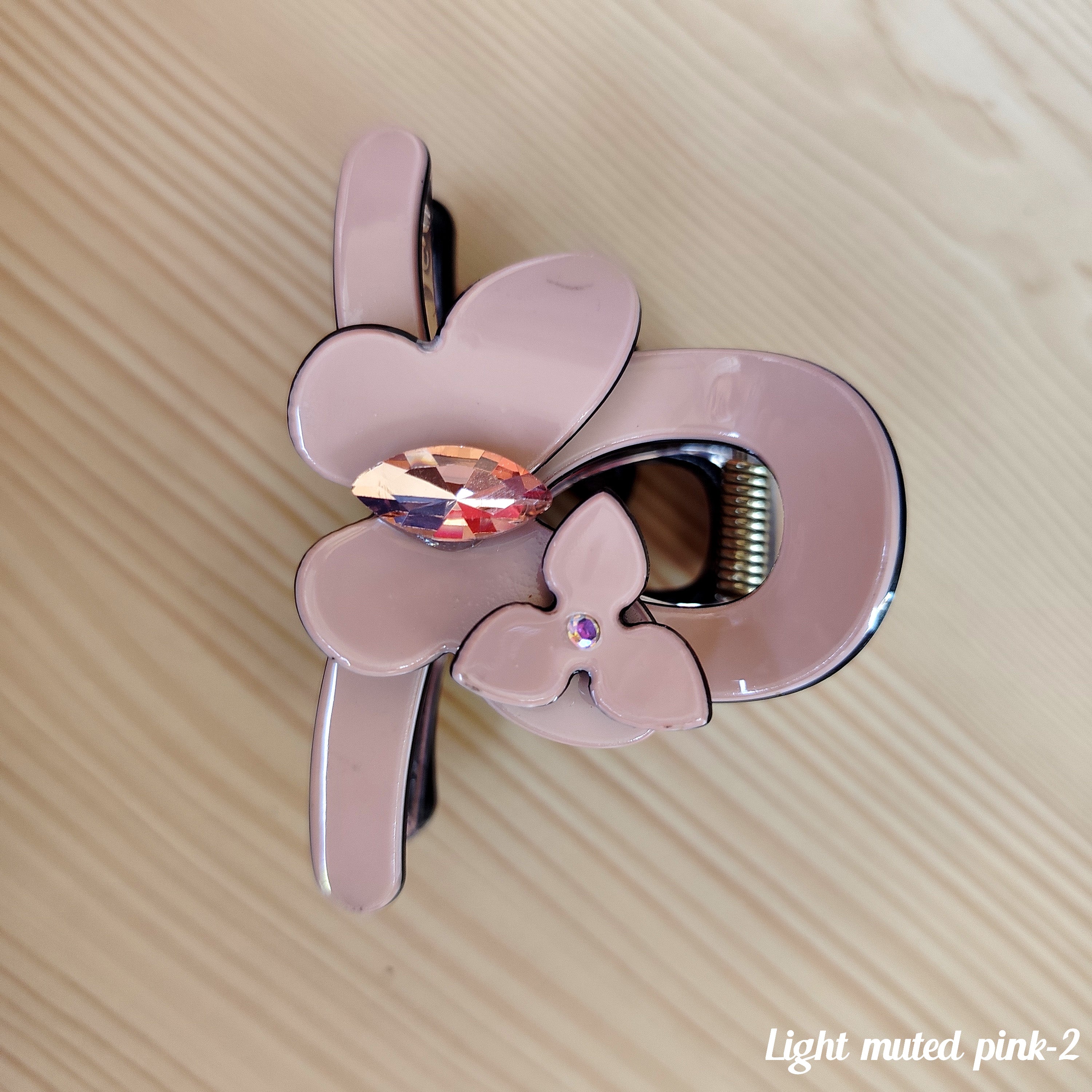 Minimalist Floral Hair Clip with Crystal Accent