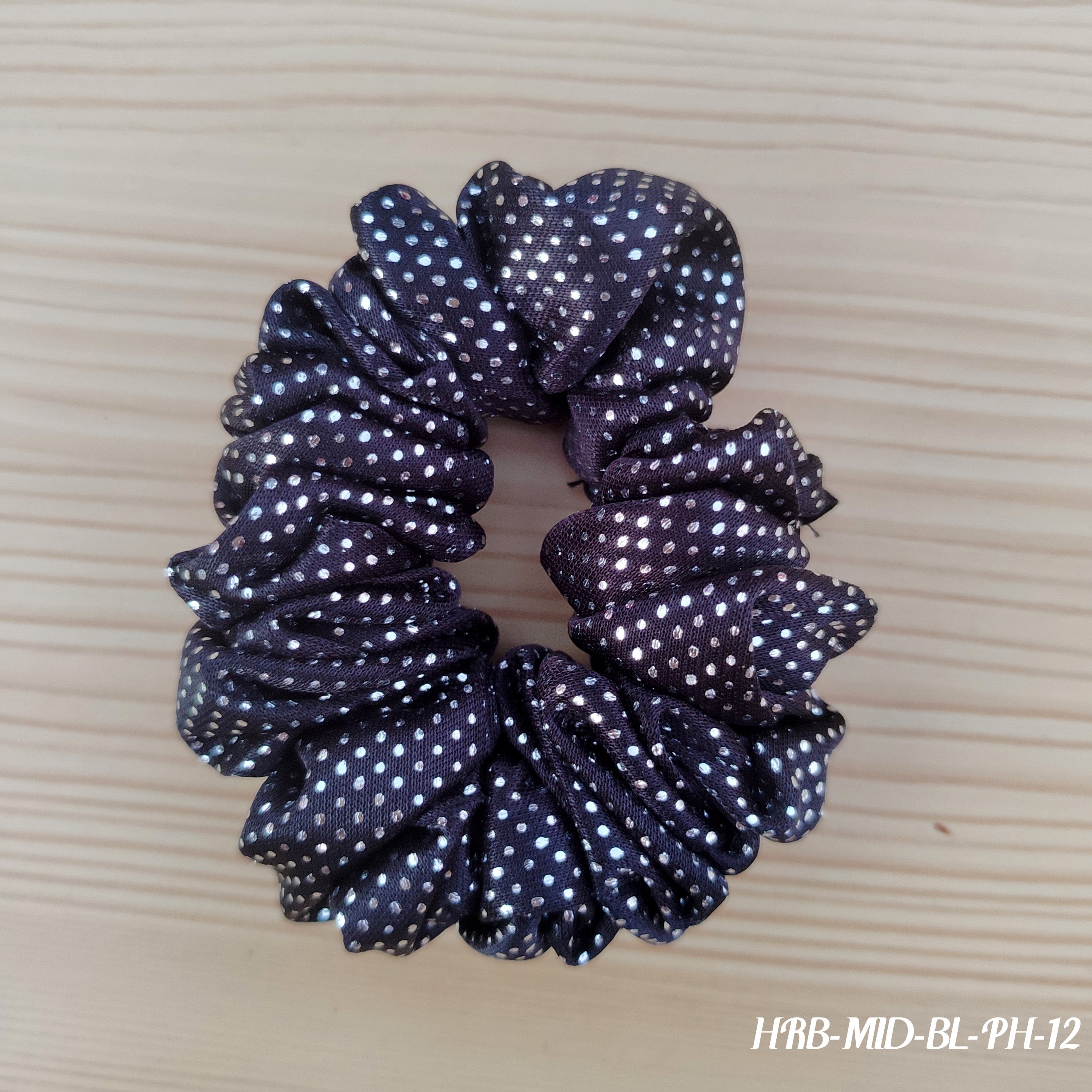 Polka Dot Satin Scrunchie - Black & White