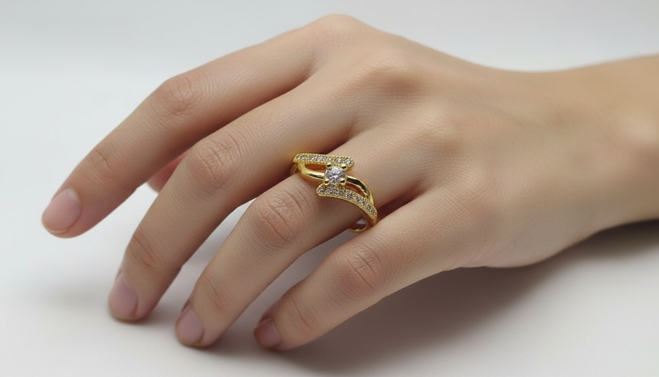 An elegant gold ring White