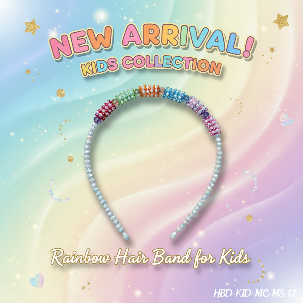 Rainbow Multicolor Beaded Hair Band Kids Promo