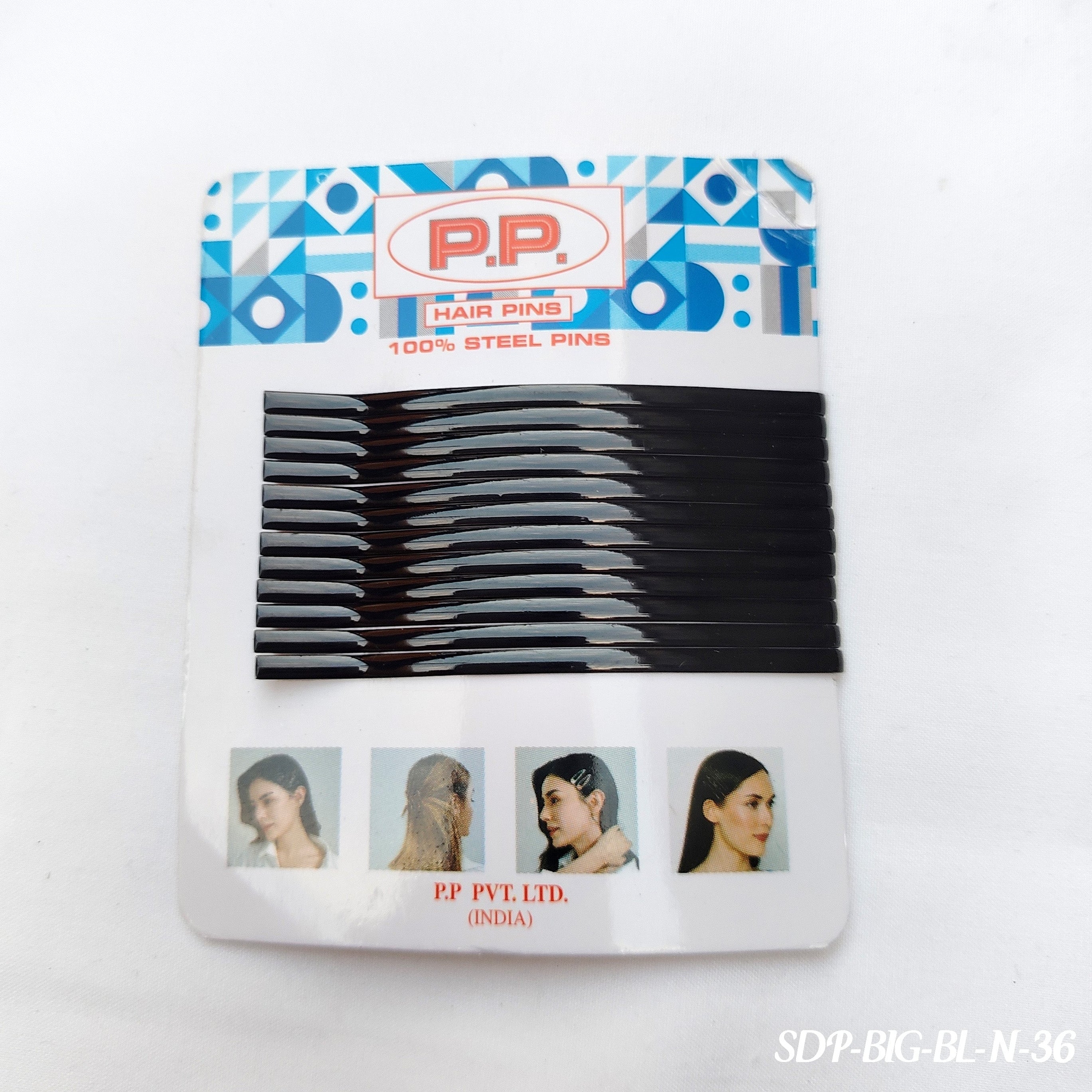 Black Steel Hair Pins - Set of 12 (Large)