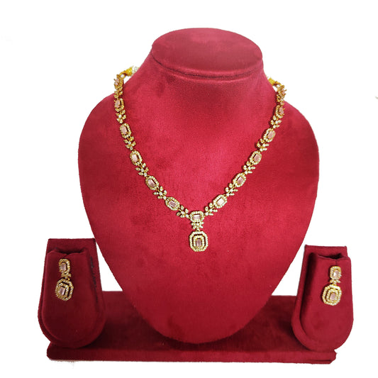 Premium Gold Plated Necklace Combo Set with Earrings