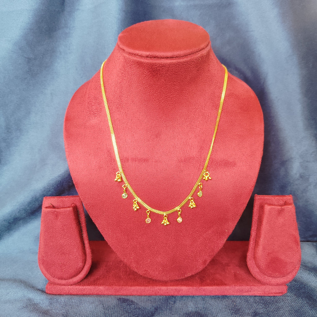 Pure Gold plated 20 inches chain with small colourful pendants and tiny floral charms