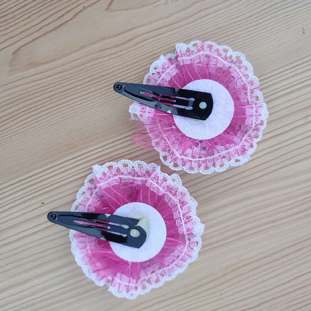 White lace hair clips for little girls for daily wear