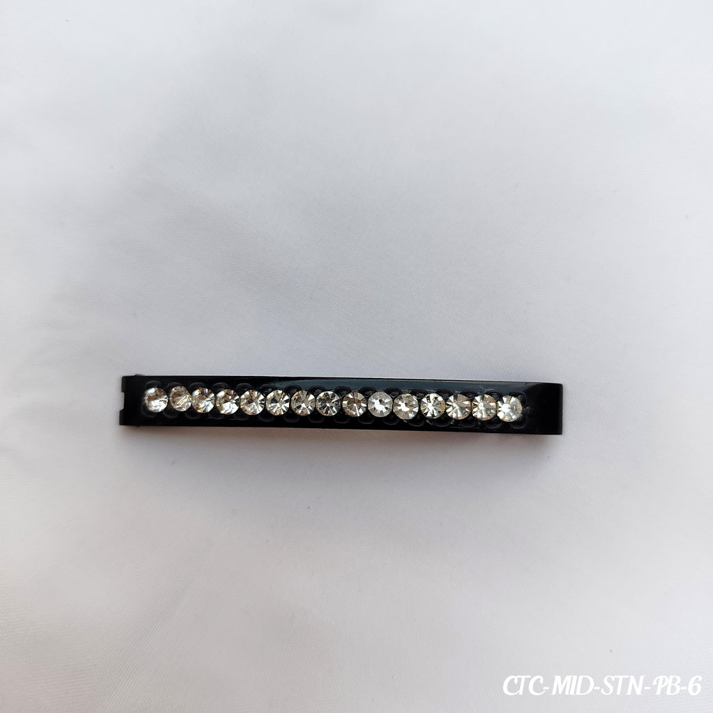Crystal Rhinestone Hair Clip - Medium Length (Black)