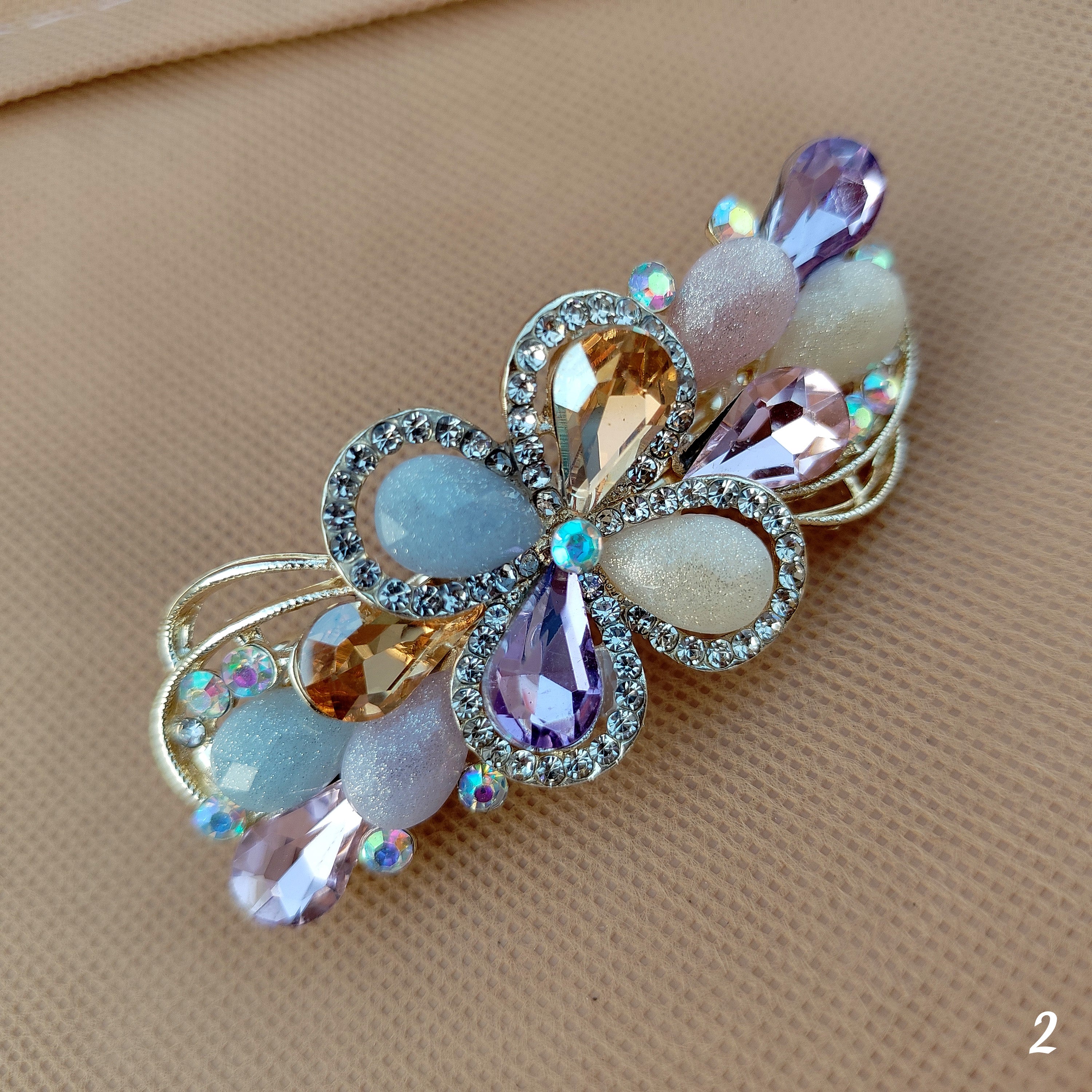 Elegant Floral Crystal Hair Centre Clips