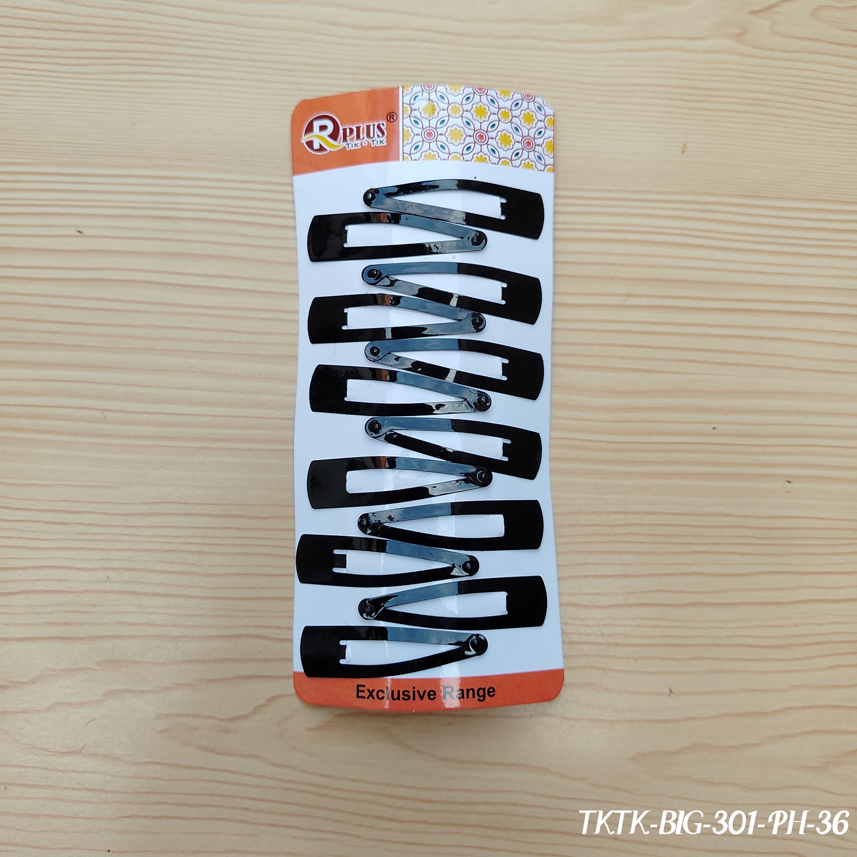 Black Snap Hair Clips - Set of 12 (Medium Length)