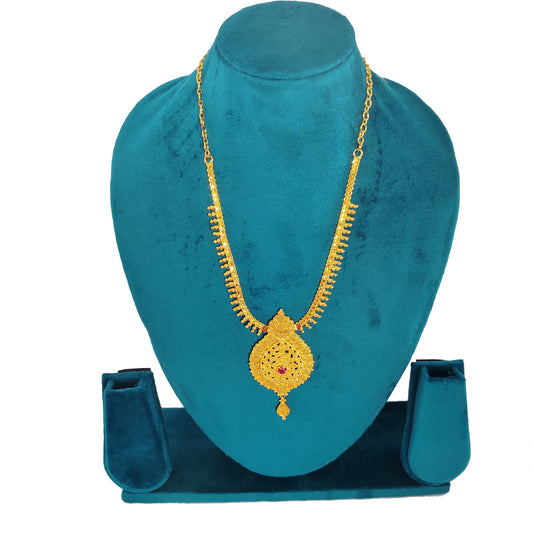 Premium Gold Plated Traditional Necklace with Filigree Pendant