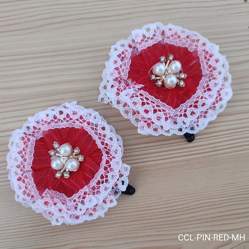 White lace hair clips for little girls for daily wear