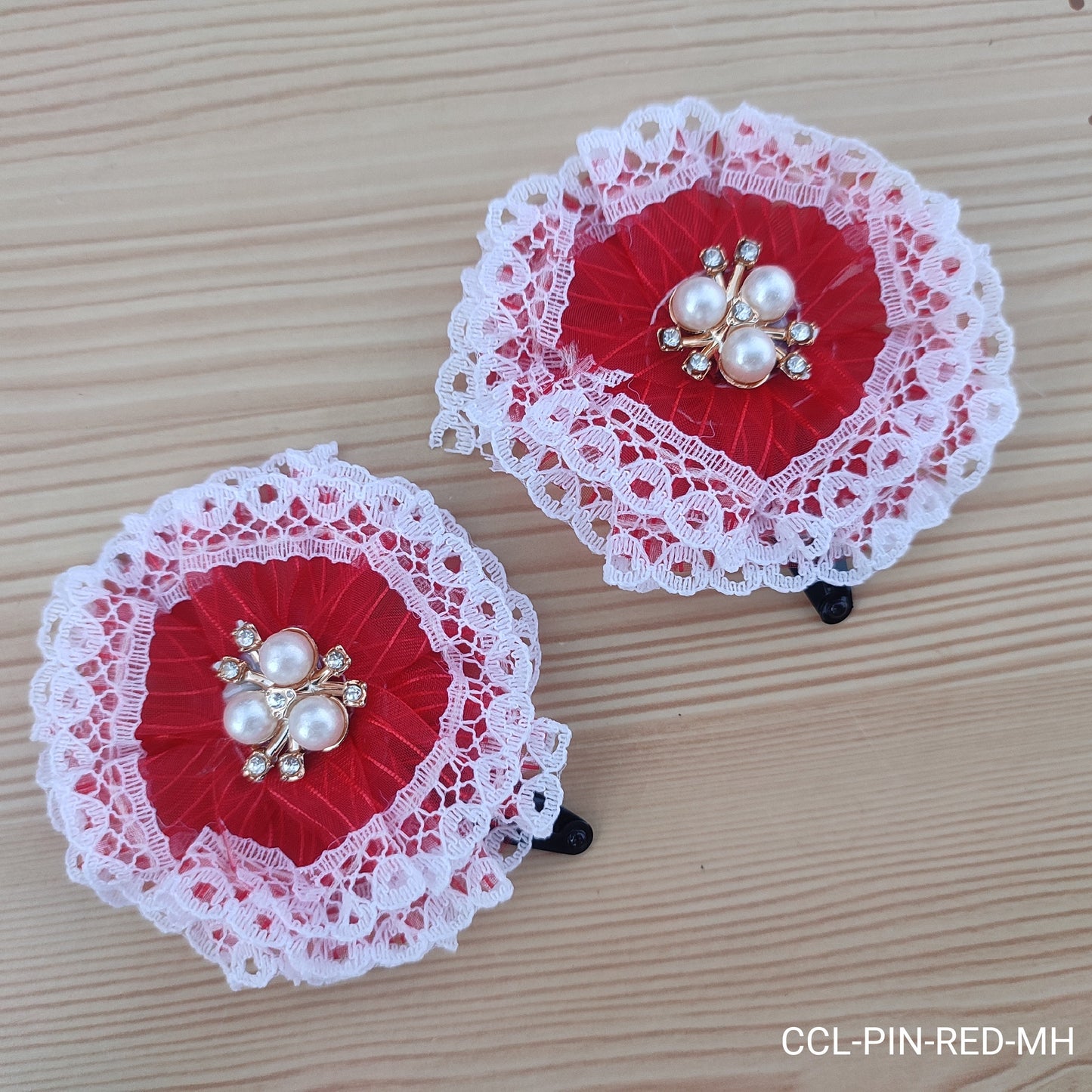 White lace hair clips for little girls for daily wear