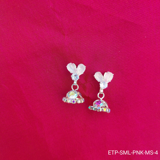 Pink Butterfly Jhumka Earrings