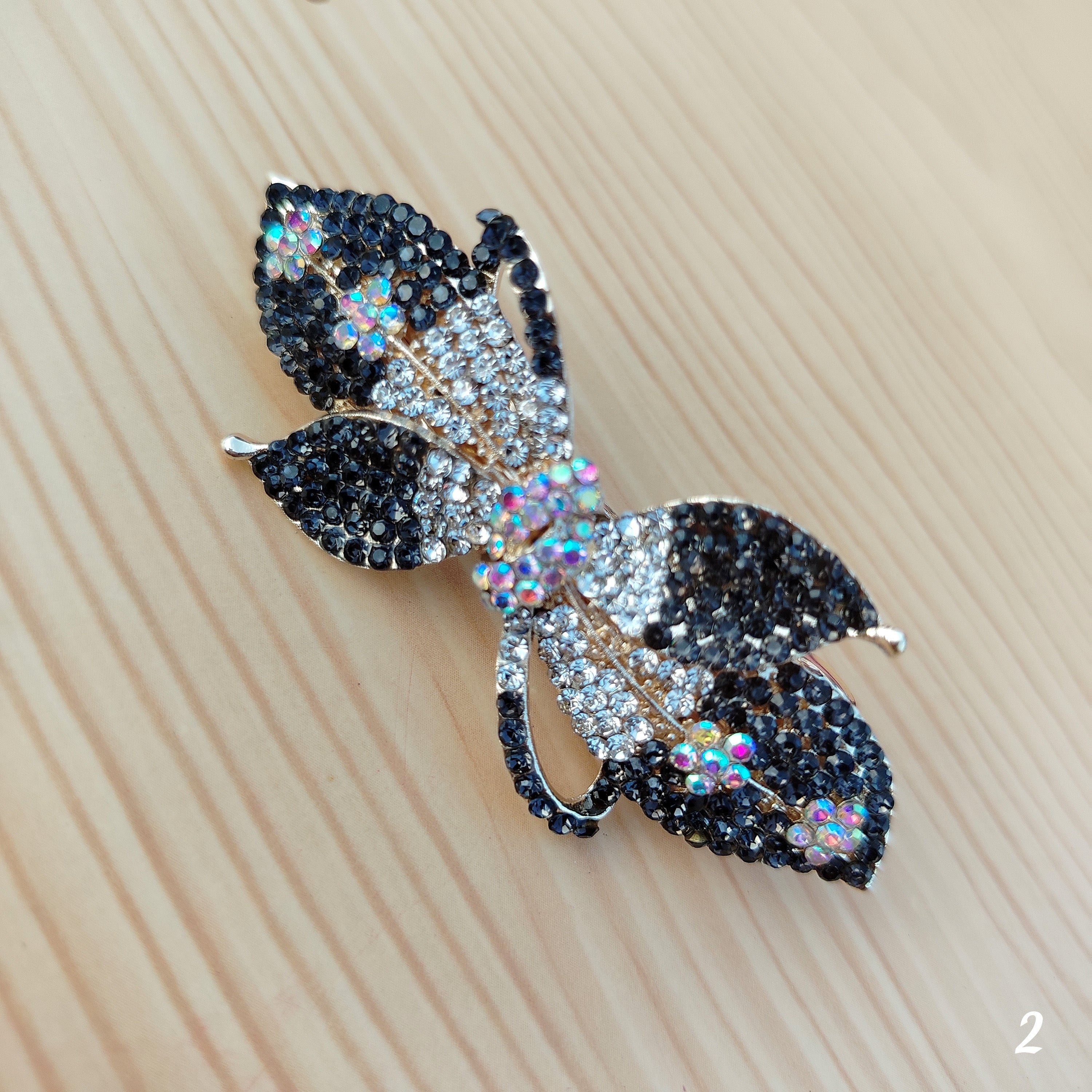 Sparkling leaf‑bow hair clips- Centre Clips