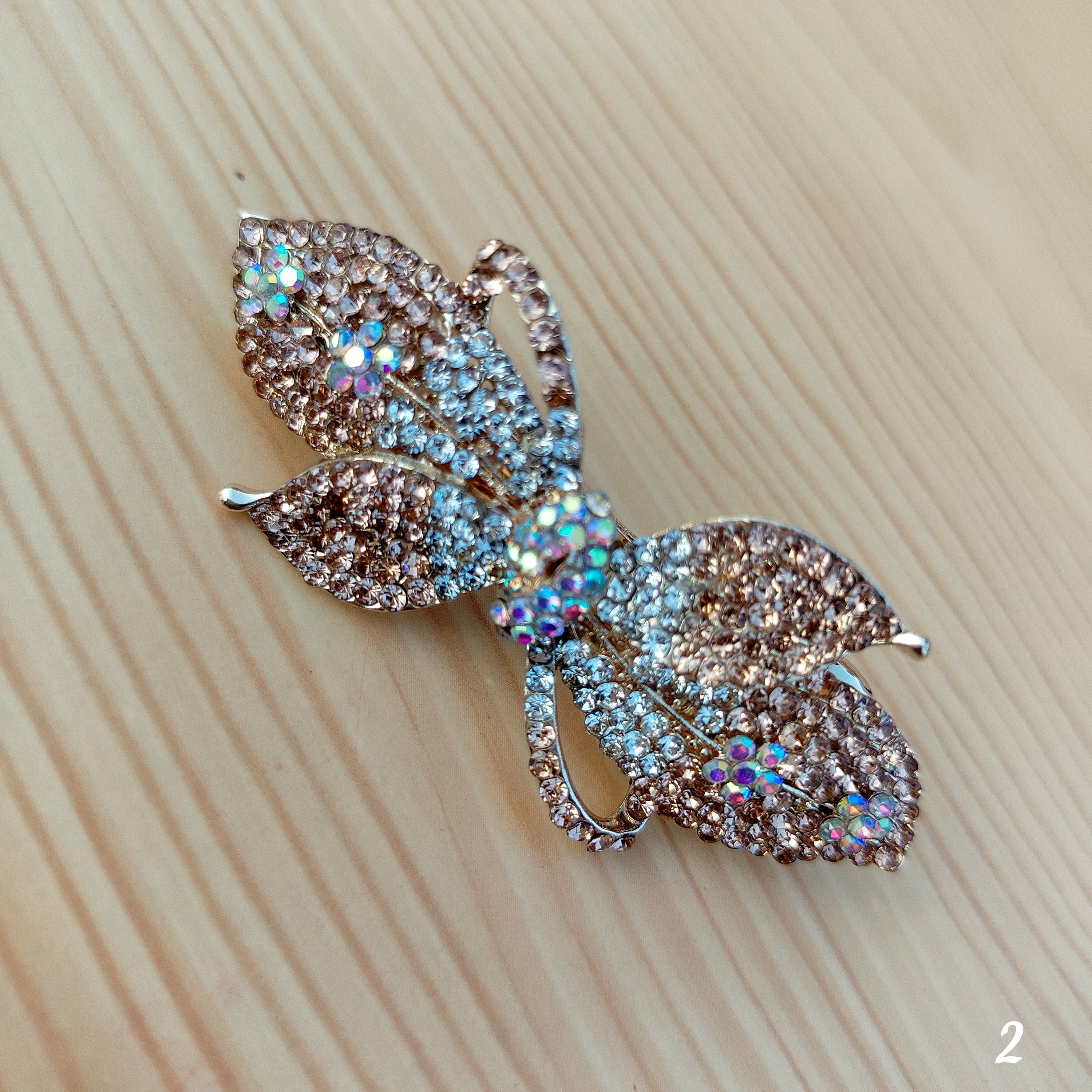 Sparkling leaf‑bow hair clips- Centre Clips