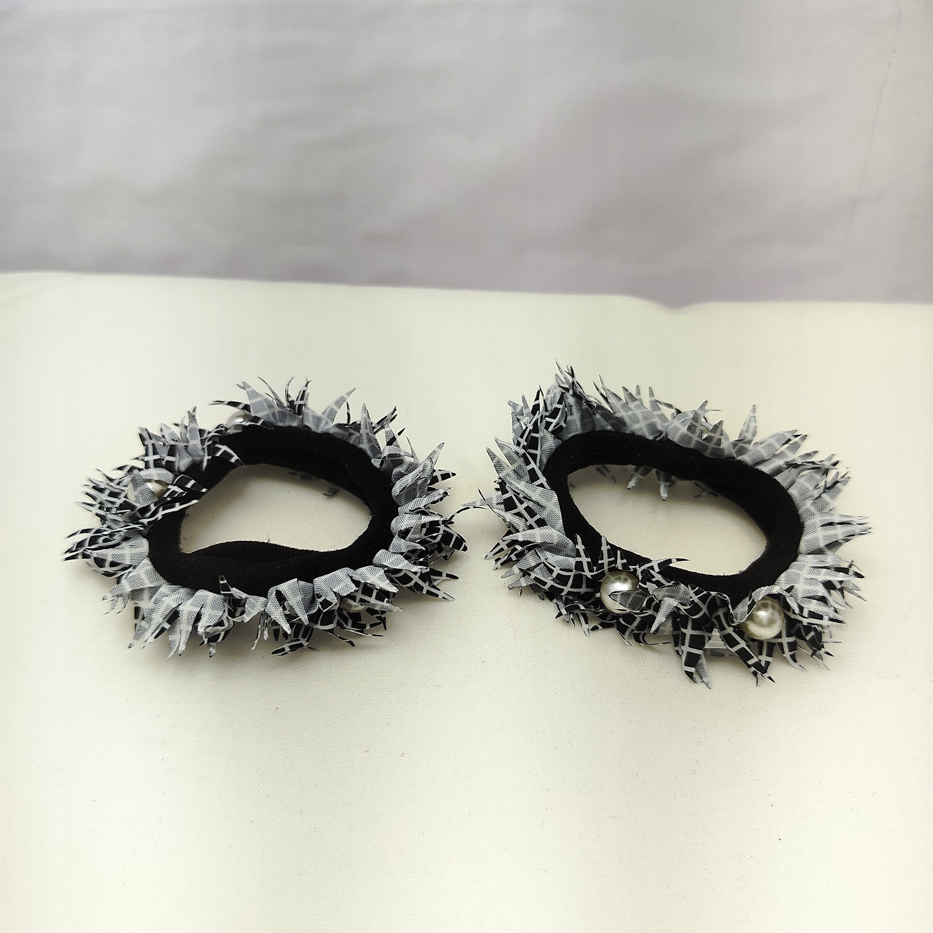 Checked fabric Hairbands pair