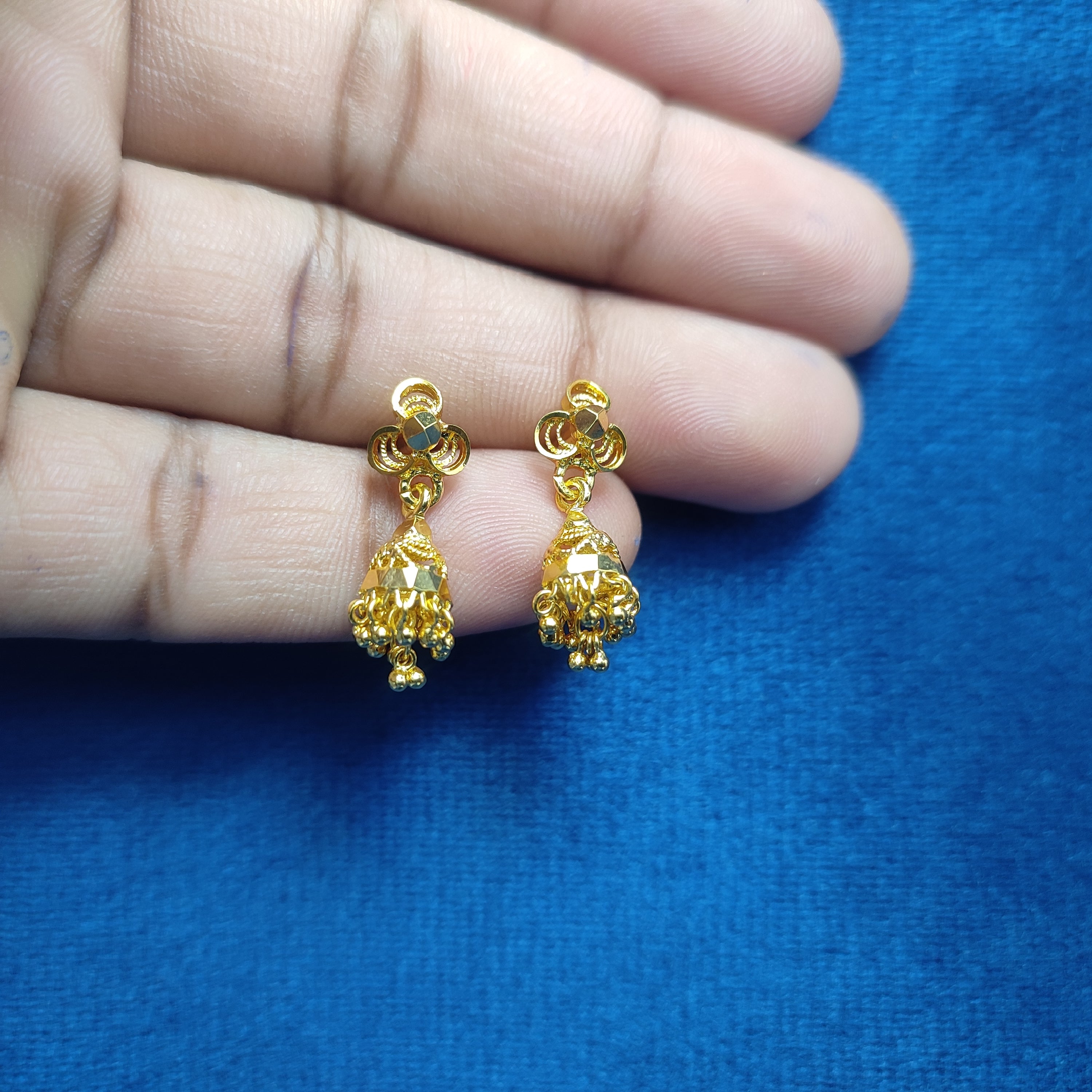 Delicate tiny gold plated Jhumka earrings for kids for Daily wear