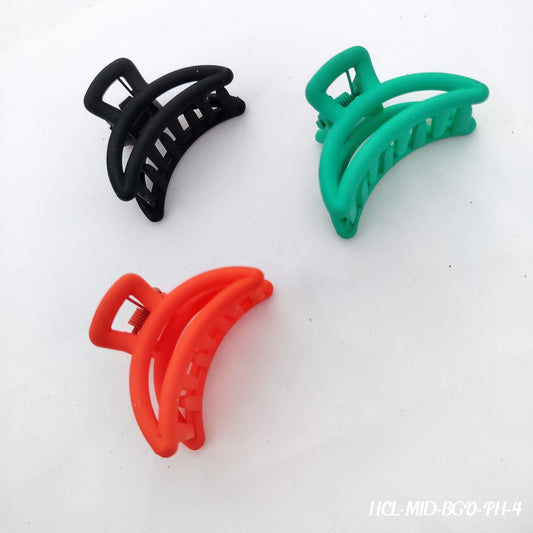Classic Claw Hair Clips - Set of 3 (Black, Green & Orange)