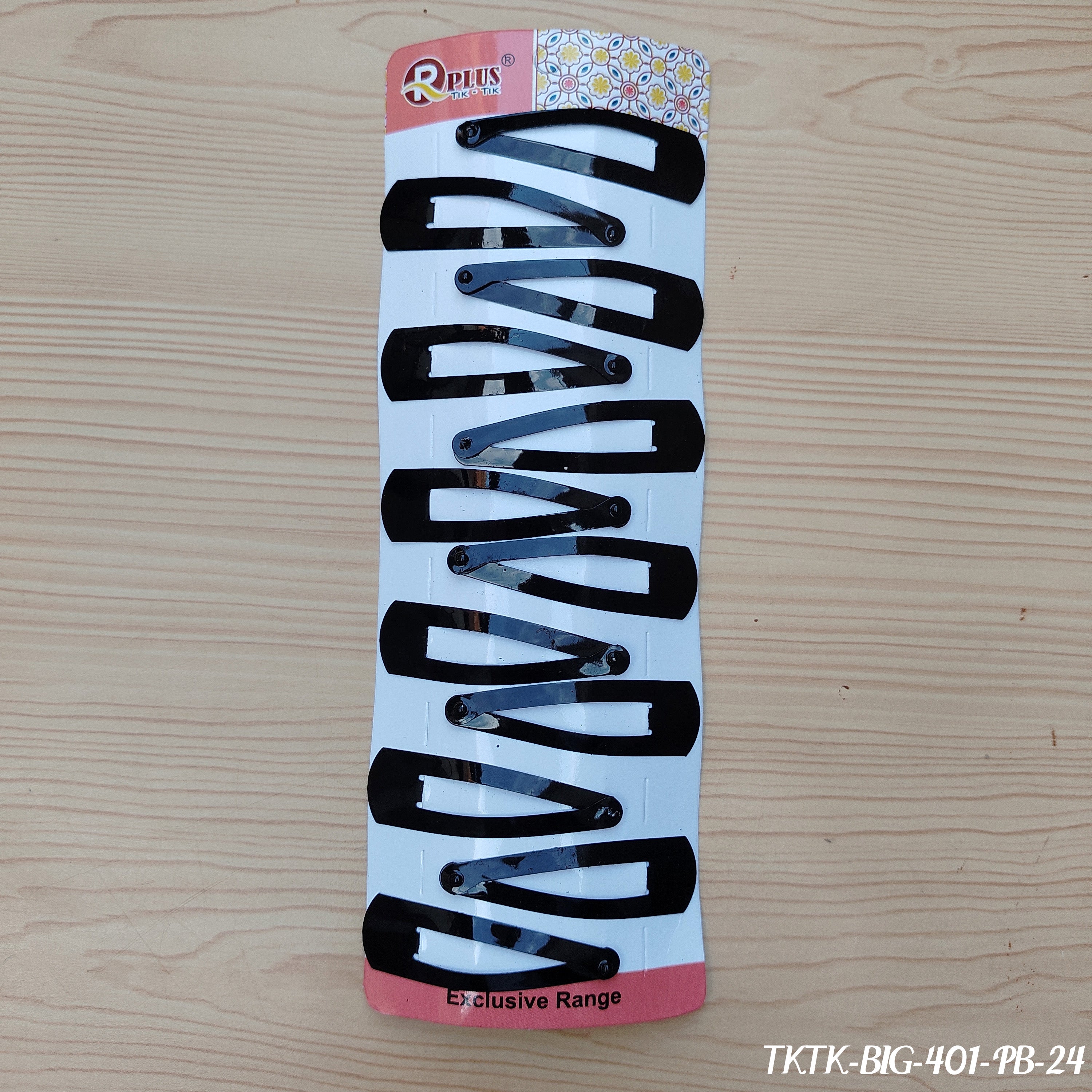 Black Snap Hair Clips - Set of 12 (Medium Length)