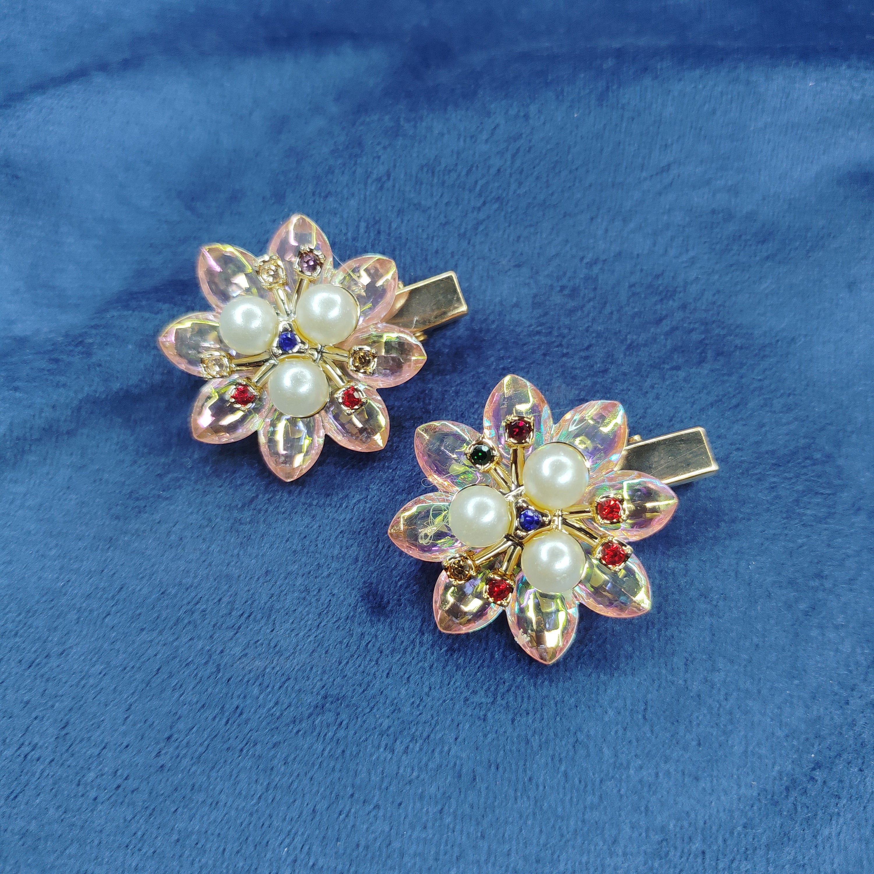 Sparkly flower hair clips for kids