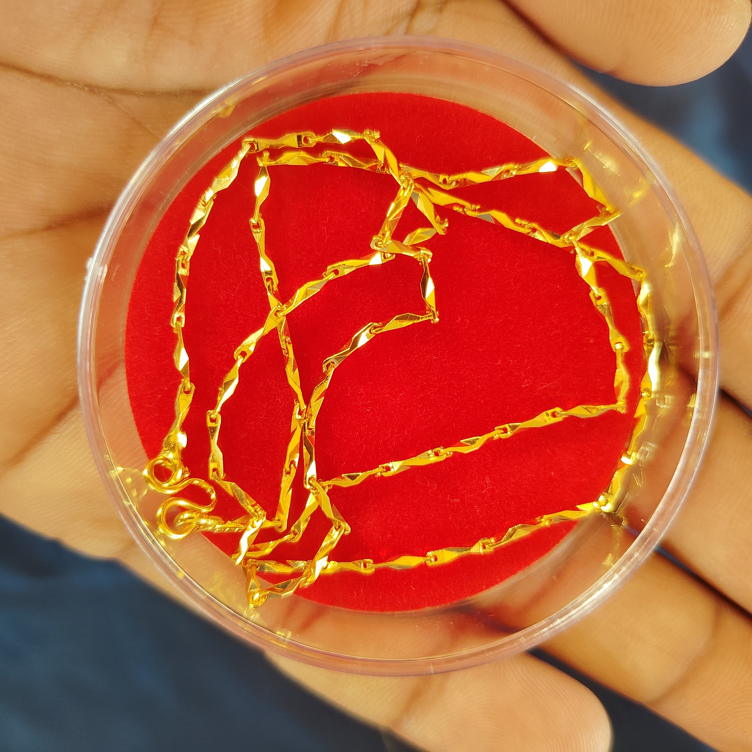 Elegant single-line neck chain- Pure Gold plated 18 inches Daily wear Chain