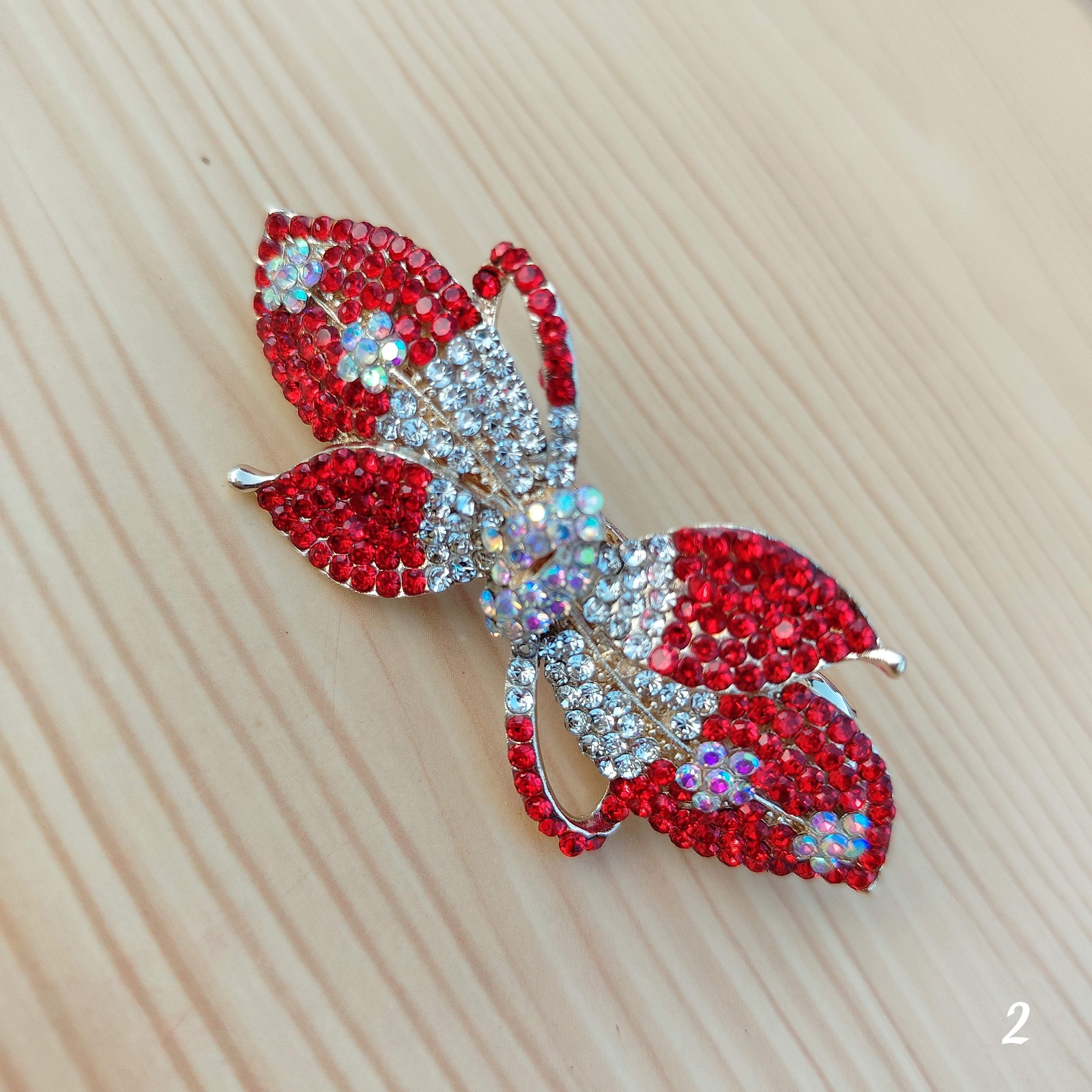 Sparkling leaf‑bow hair clips- Centre Clips