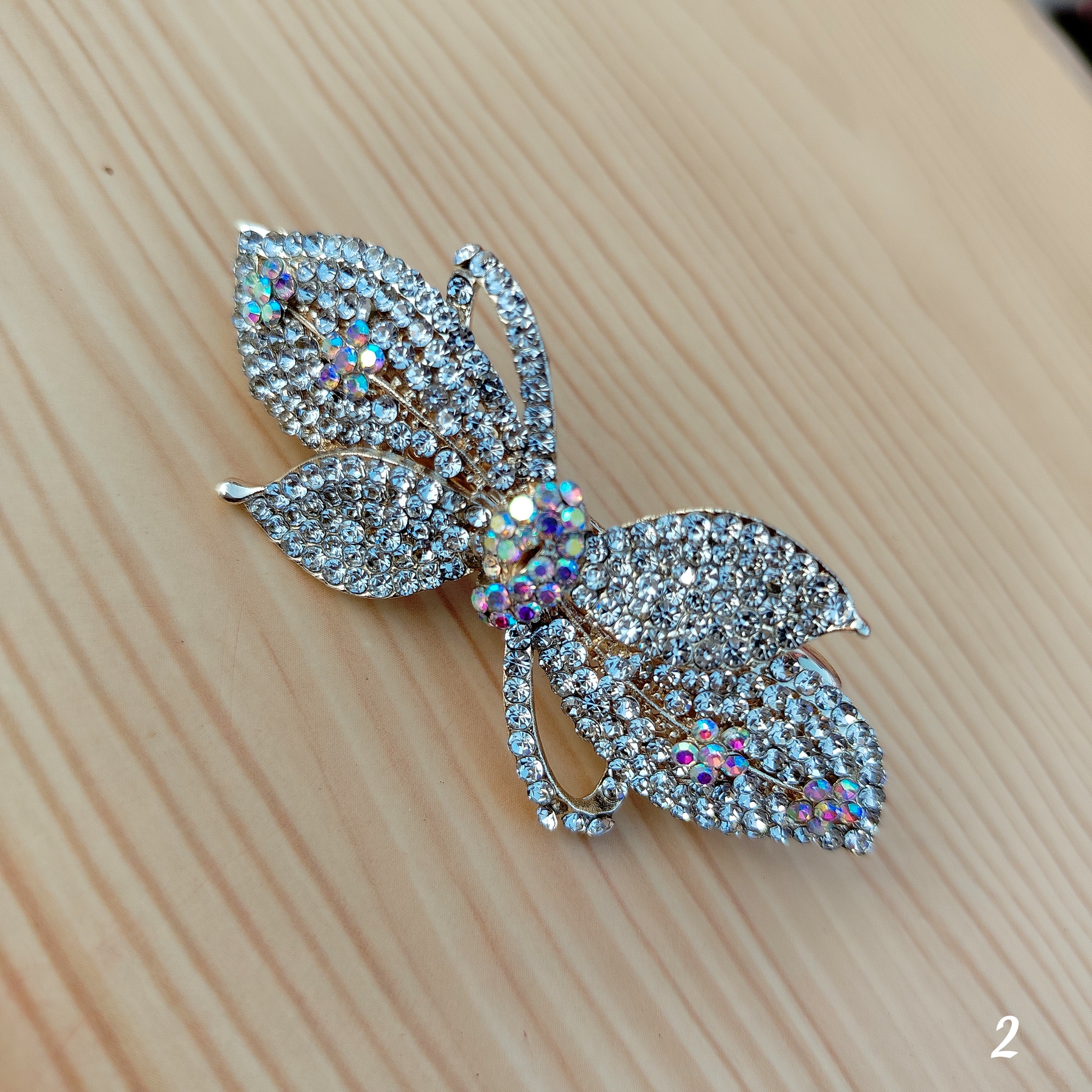 Sparkling leaf‑bow hair clips- Centre Clips