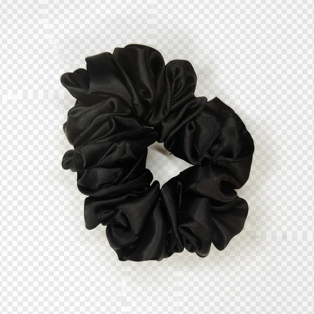 Luxe Black Satin Hair Scrunchie - Premium Hair Accessories