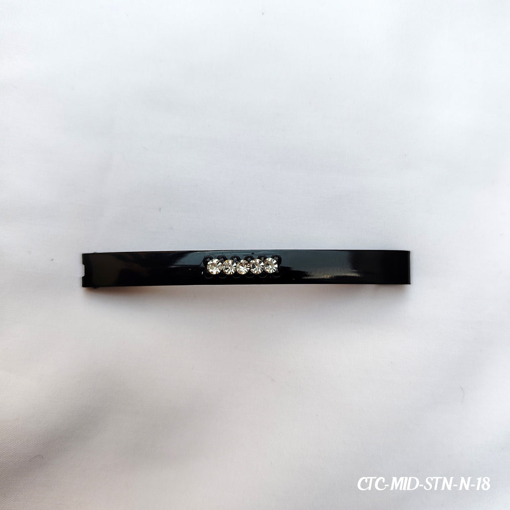 Crystal Rhinestone Hair Clip - Medium Length (Black)