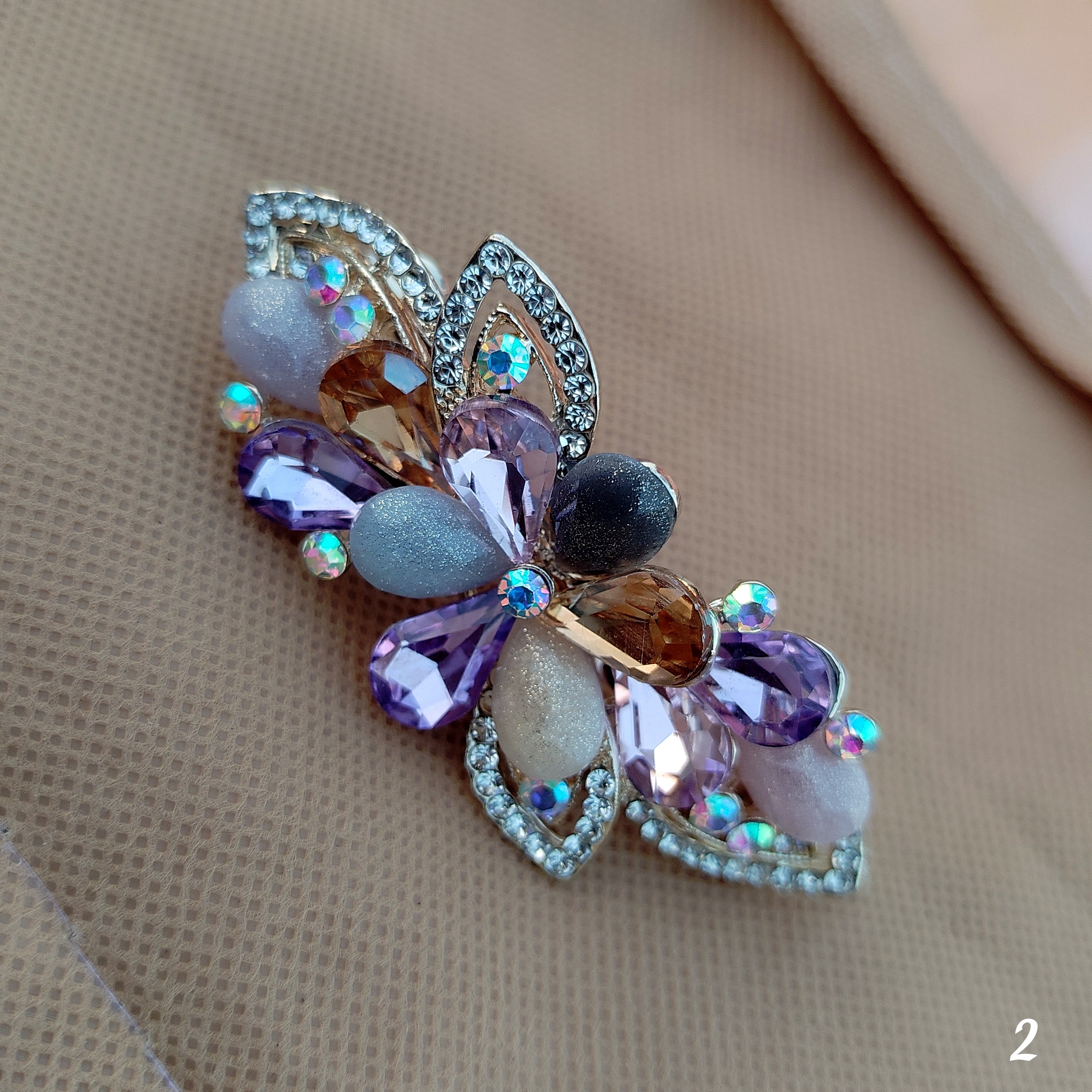 Luxe Crystal Butterfly Hair Clip - Multicolor Variants