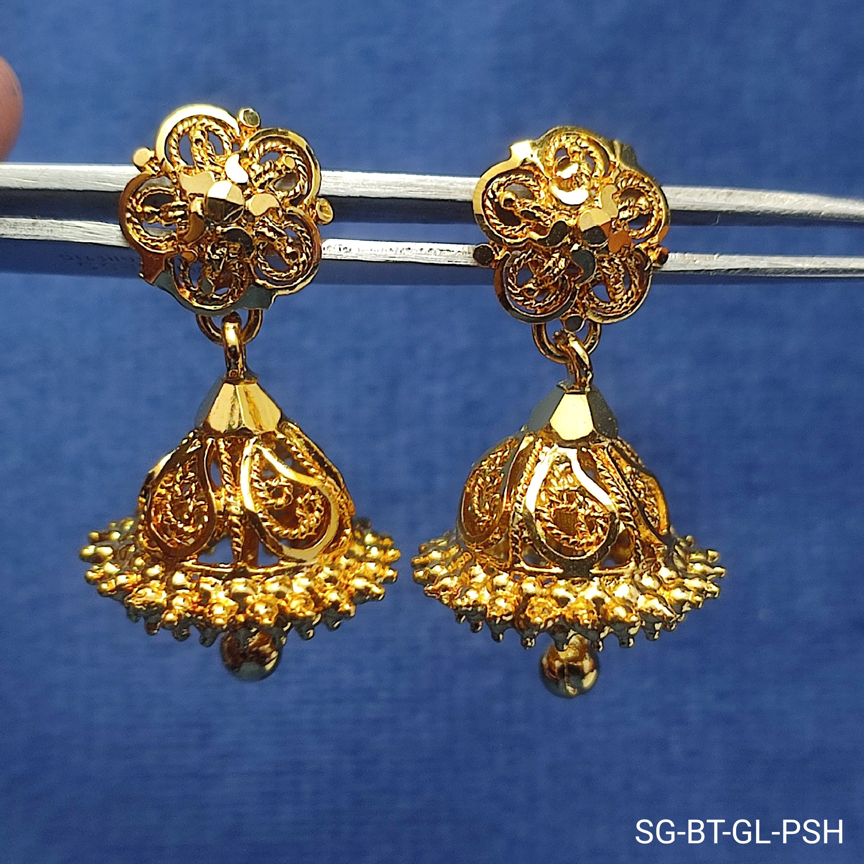 Gold-Plated Jhumka Earrings for Women – Floral Dome Design