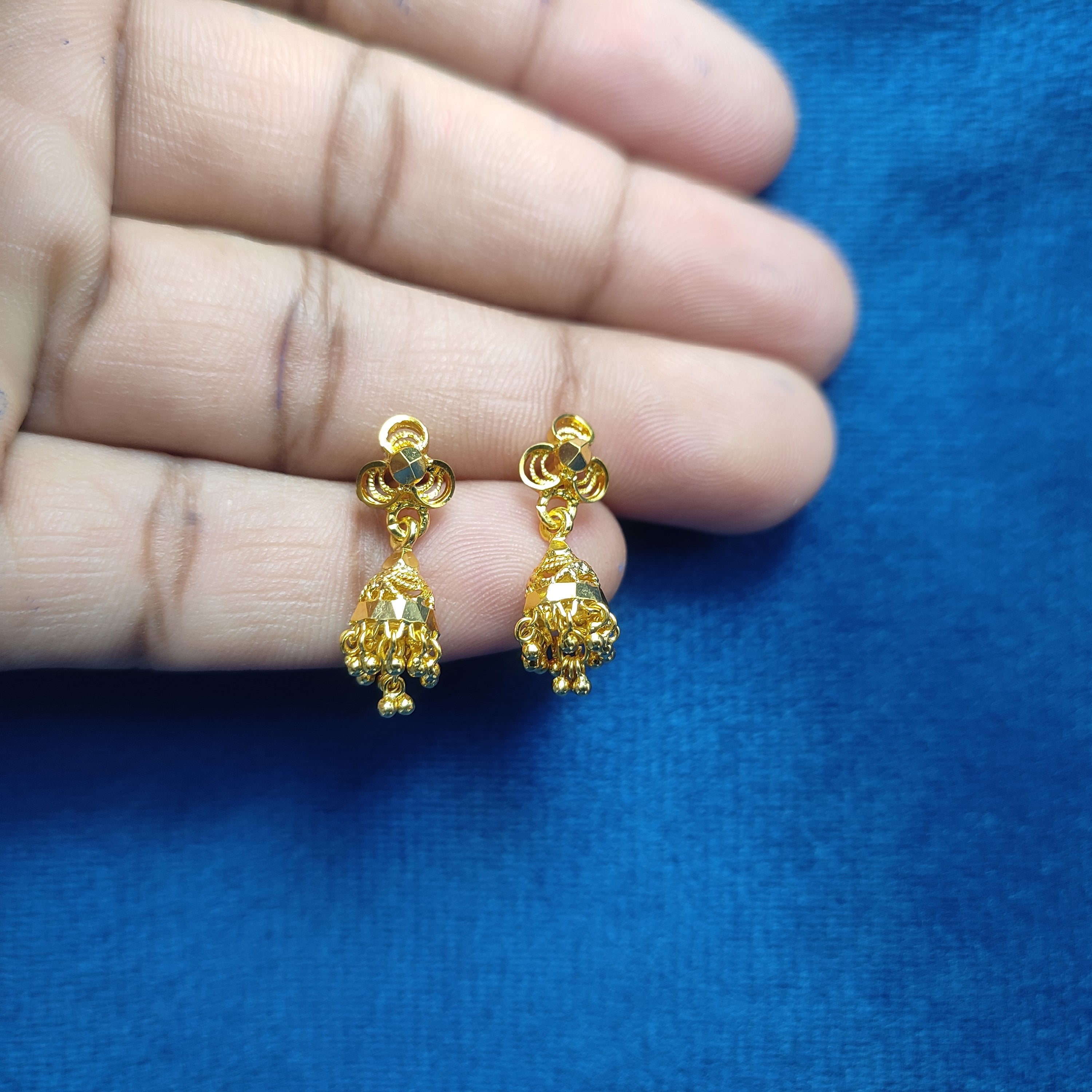 Delicate tiny gold plated Jhumka earrings for kids for Daily wear