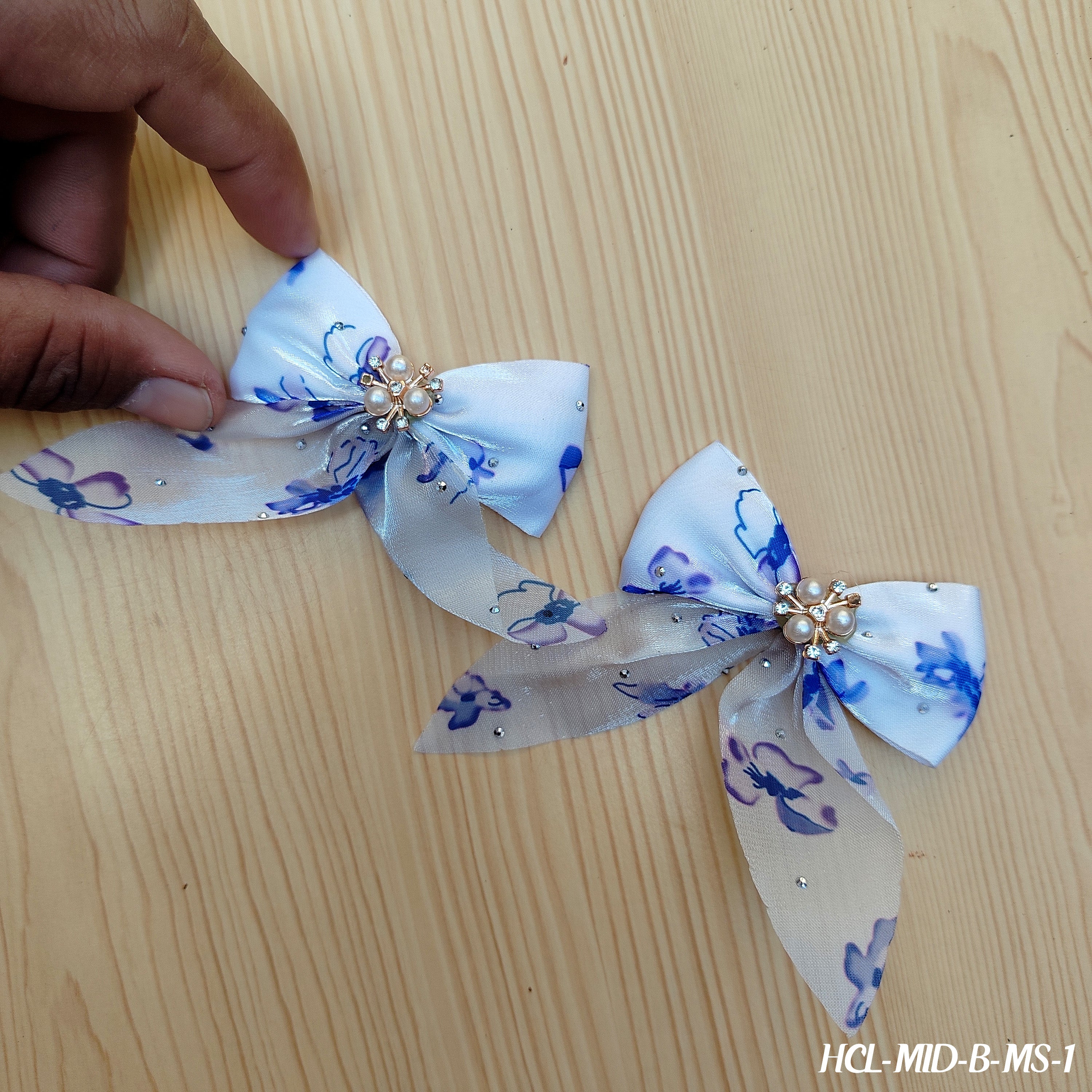 Butterfly Hair Clips - Floral Organza Pearl Embellished Hair Accessories