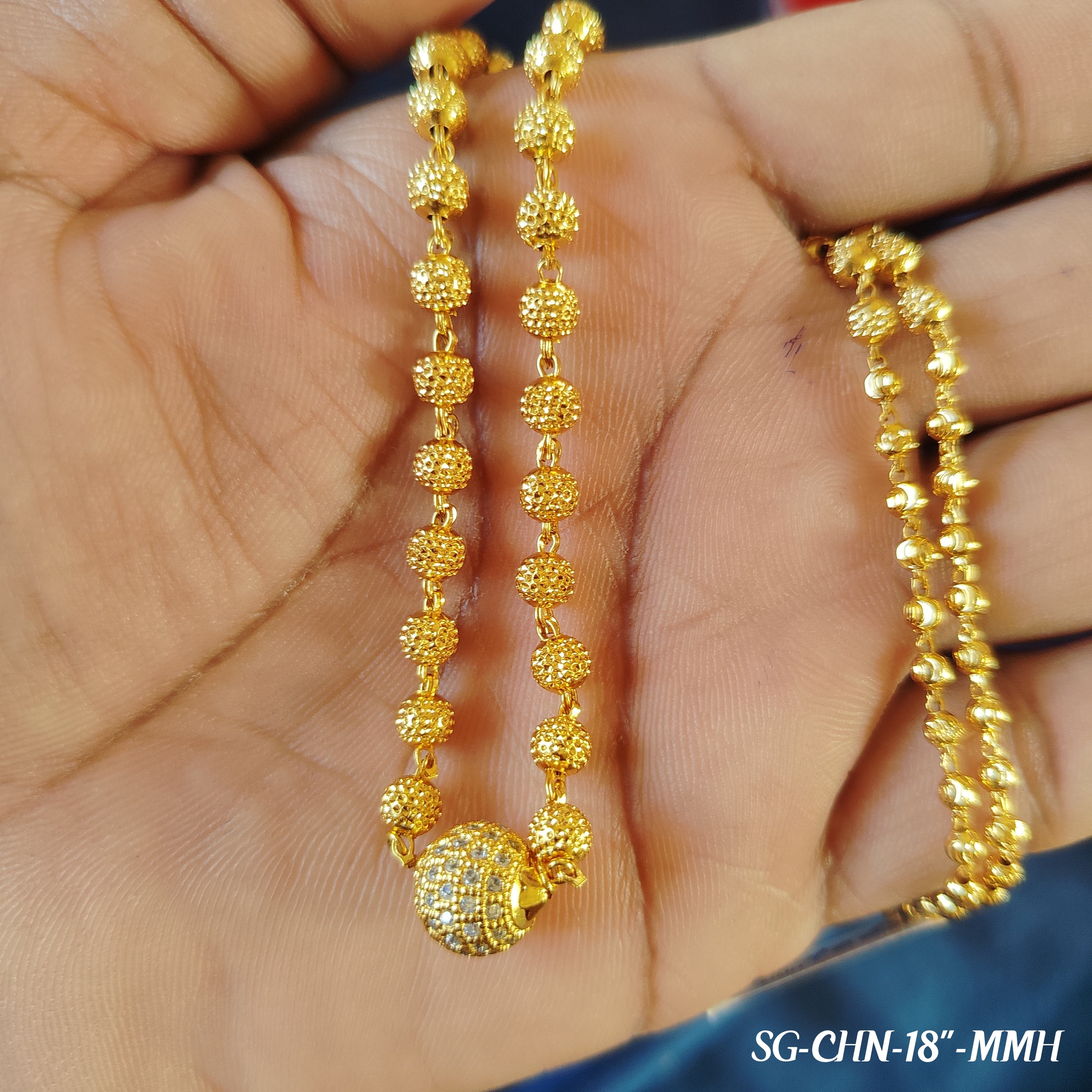 Classic gold beaded chain-Pure gold plated 18 inches length