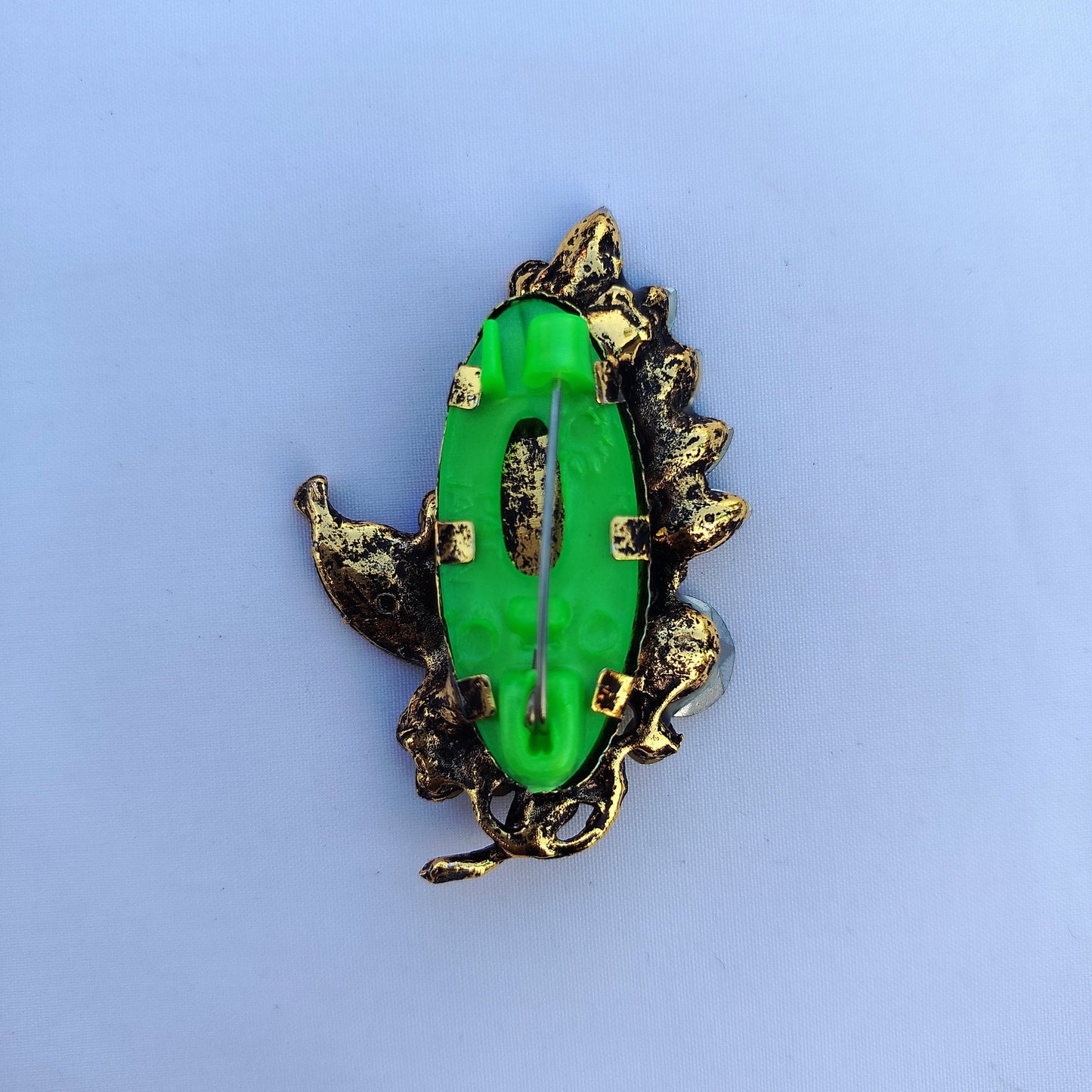 Vintage Botanical Saree Pin - Mixed Jewel Tone Crystal Rhinestone Brooch