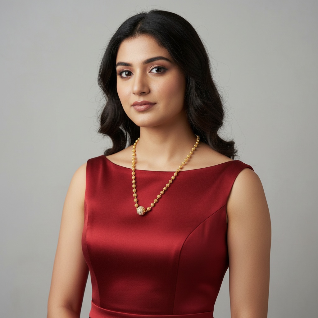 Classic gold beaded chain-Pure gold plated 18 inches length