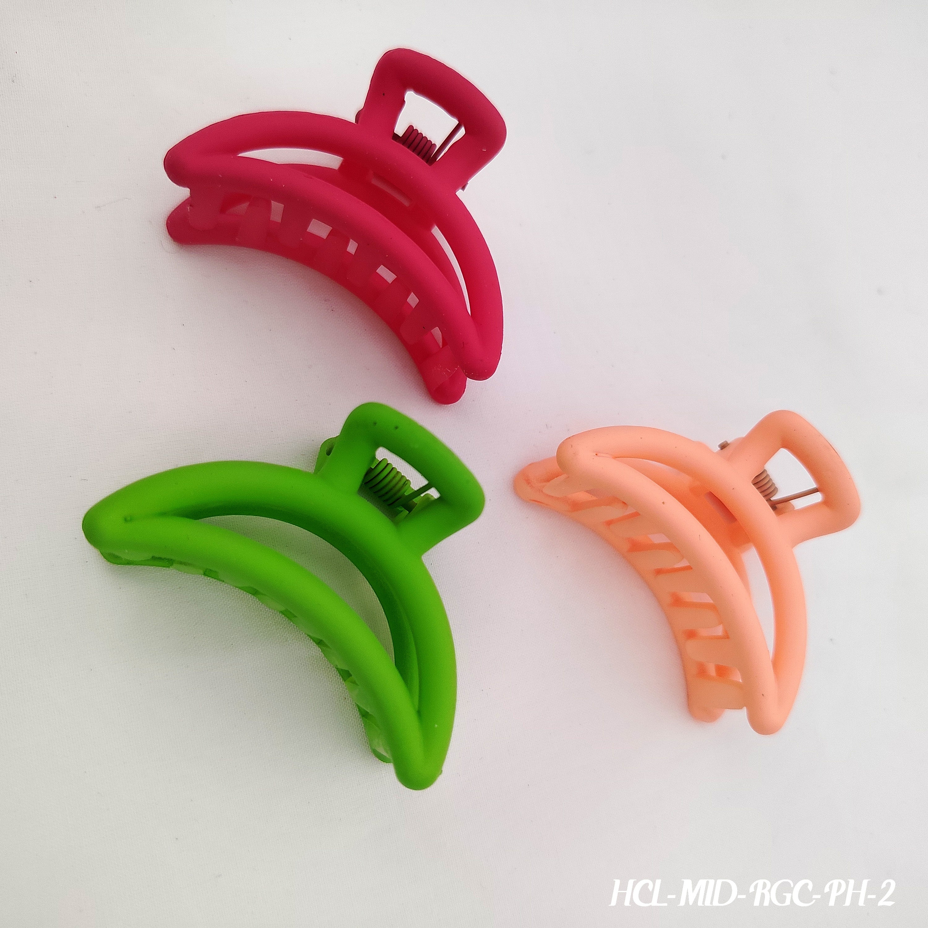 Classic Claw Hair Clips - Set of 3 (Red, Green & Peach)