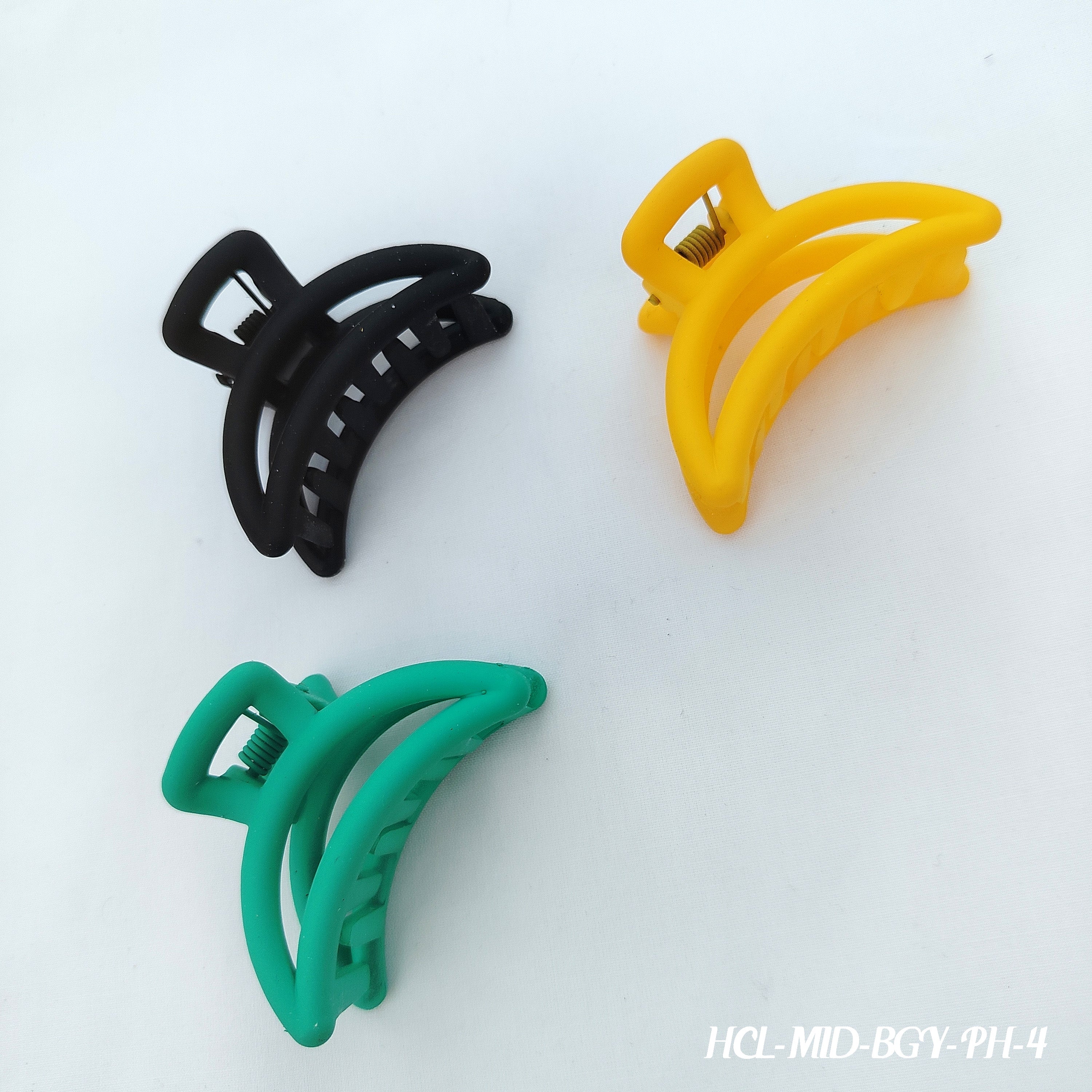 Classic Claw Hair Clips - Set of 3 (Black, Yellow & Green)