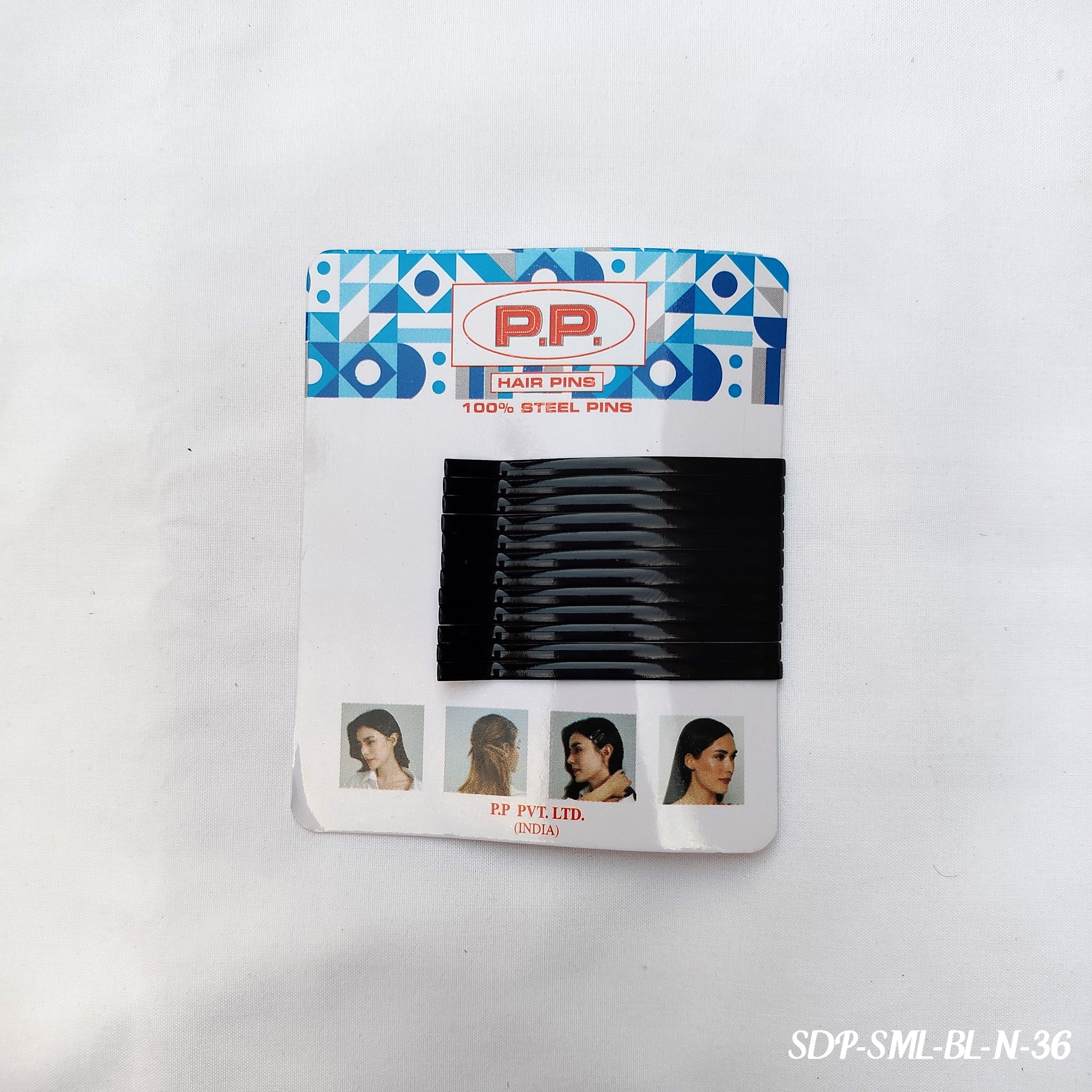 Black Steel Hair Pins - Set of 12 (Small)