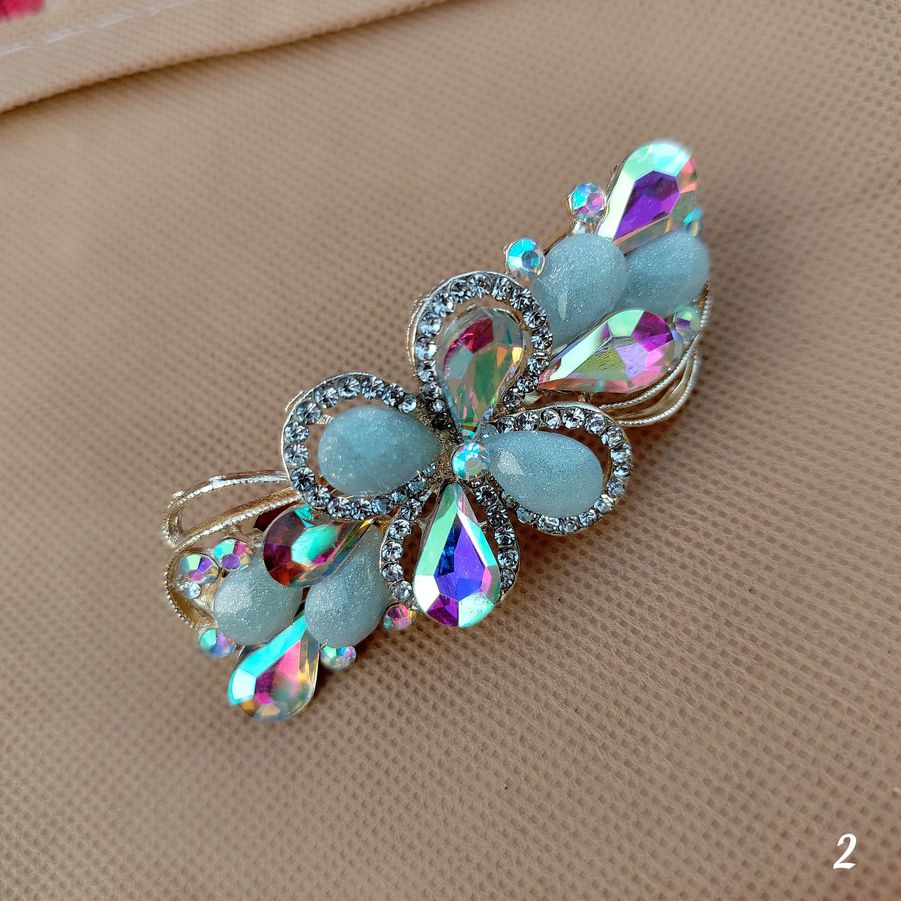 Elegant Floral Crystal Hair Centre Clips