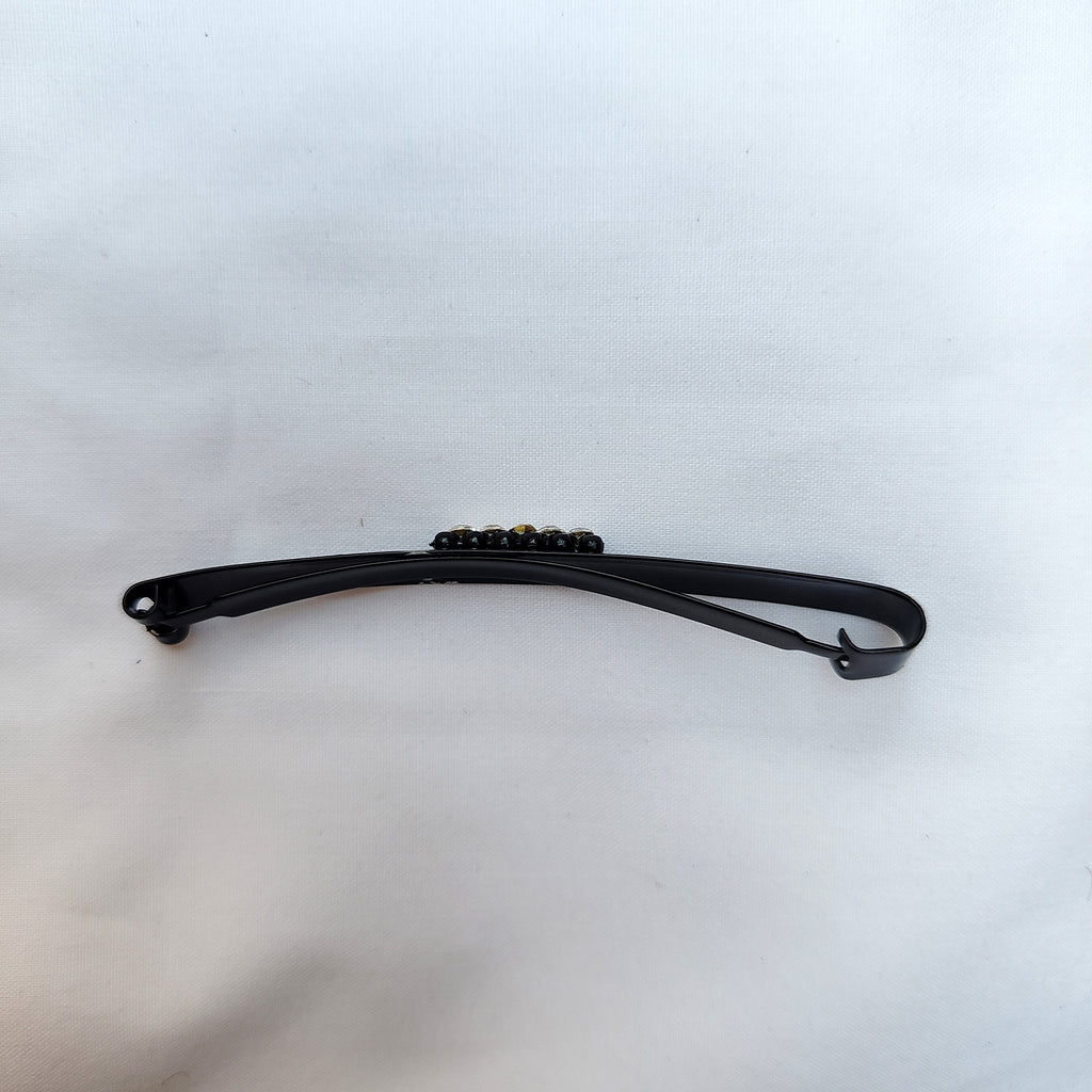 Crystal Rhinestone Hair Clip - Medium Length (Black)