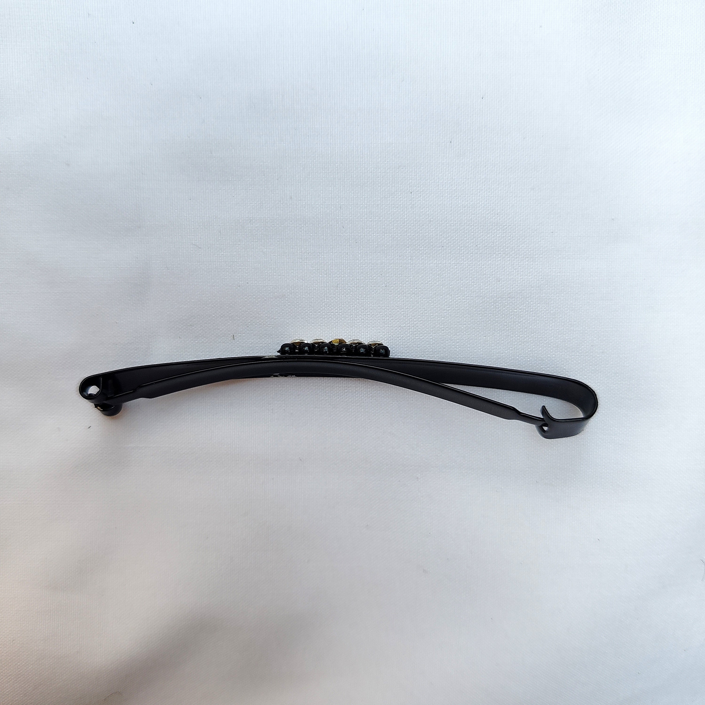 Crystal Rhinestone Hair Clip - Medium Length (Black)