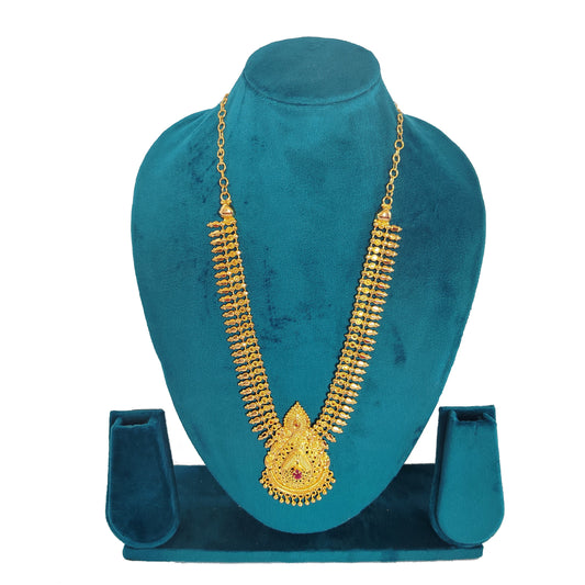 Premium Gold Plated Traditional Long Necklace with Lakshmi Pendant