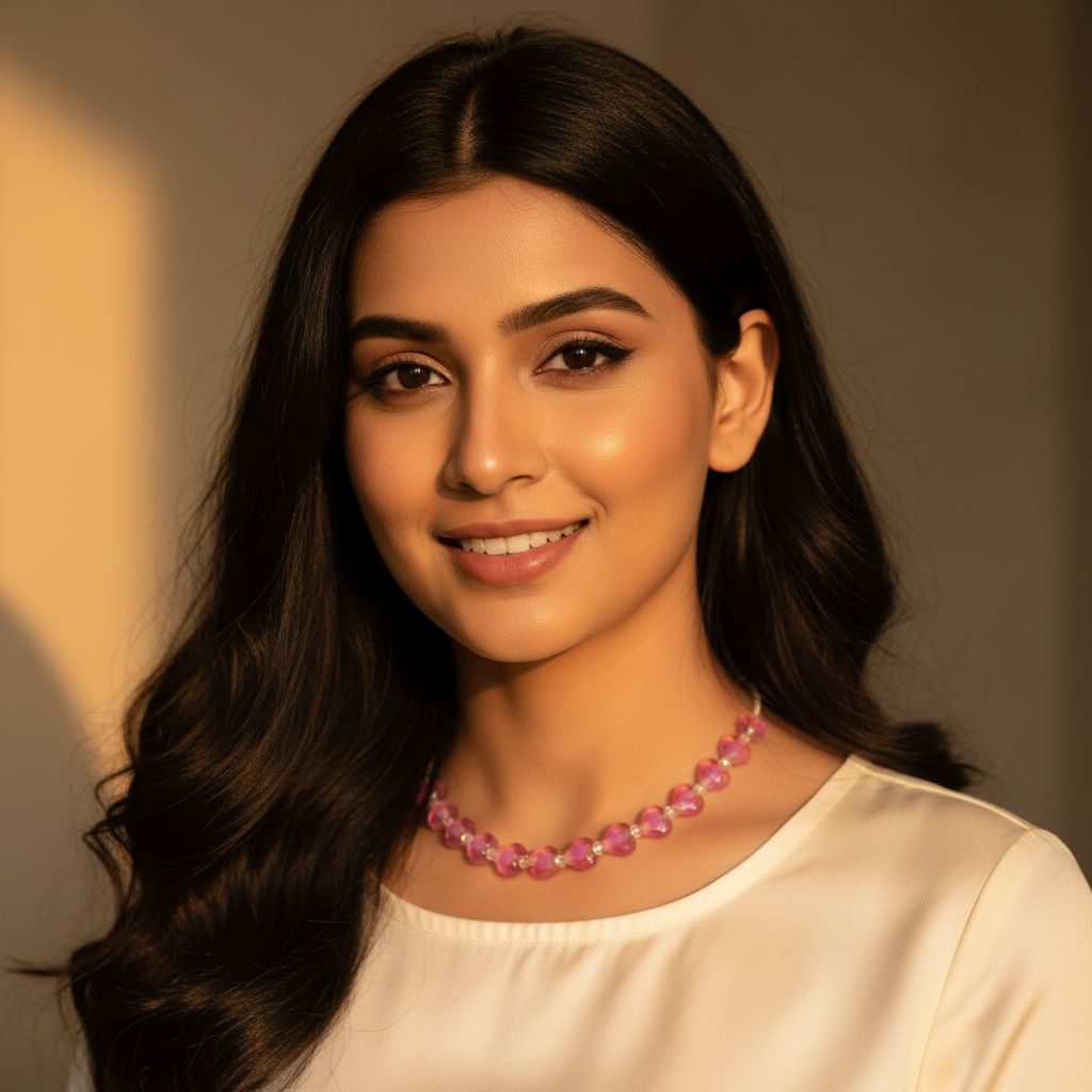 Purple Heart Crystal Beaded Chain