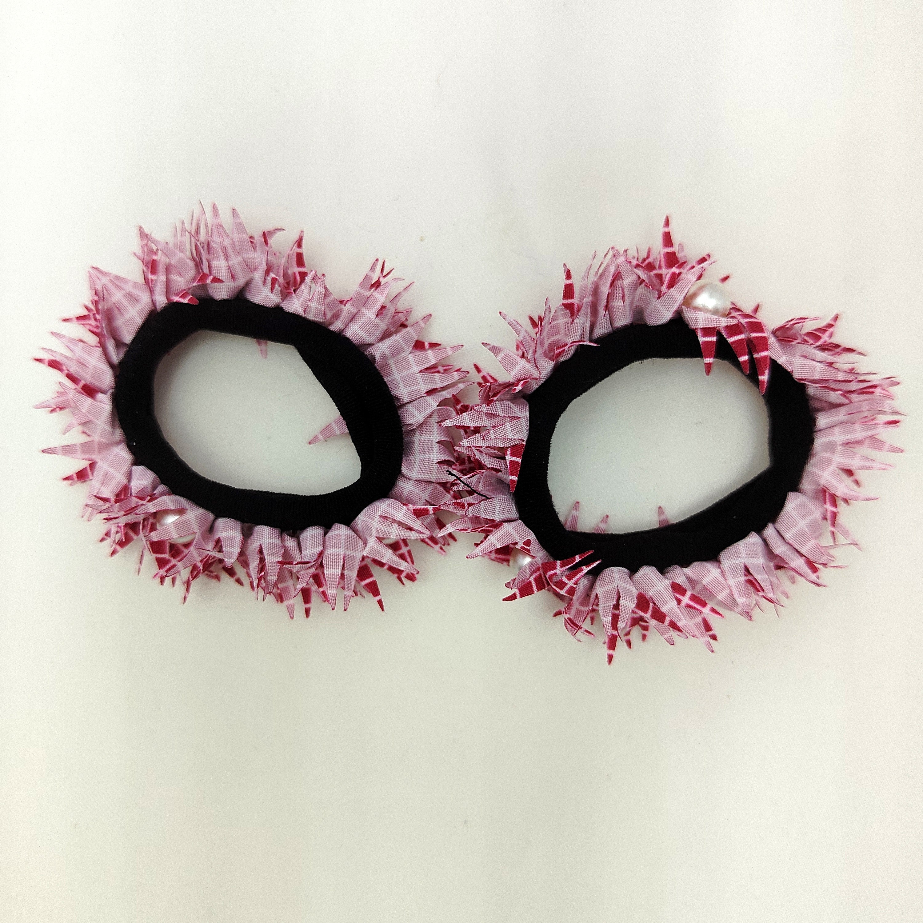 Checked fabric Hairbands pair