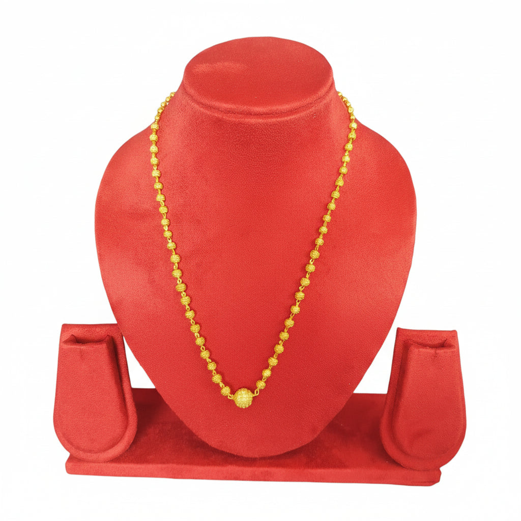 Classic gold beaded chain-Pure gold plated 18 inches length