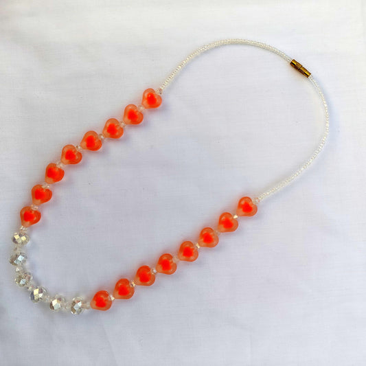 Vibrant Orange & Silver Faceted Beaded Chain