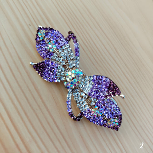 Sparkling leaf‑bow hair clips- Centre Clips